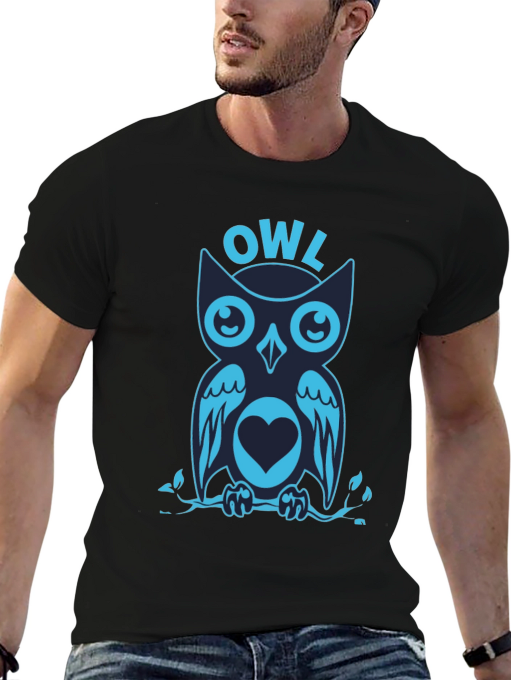 Cool Owl Graphic Print Tee Shirt