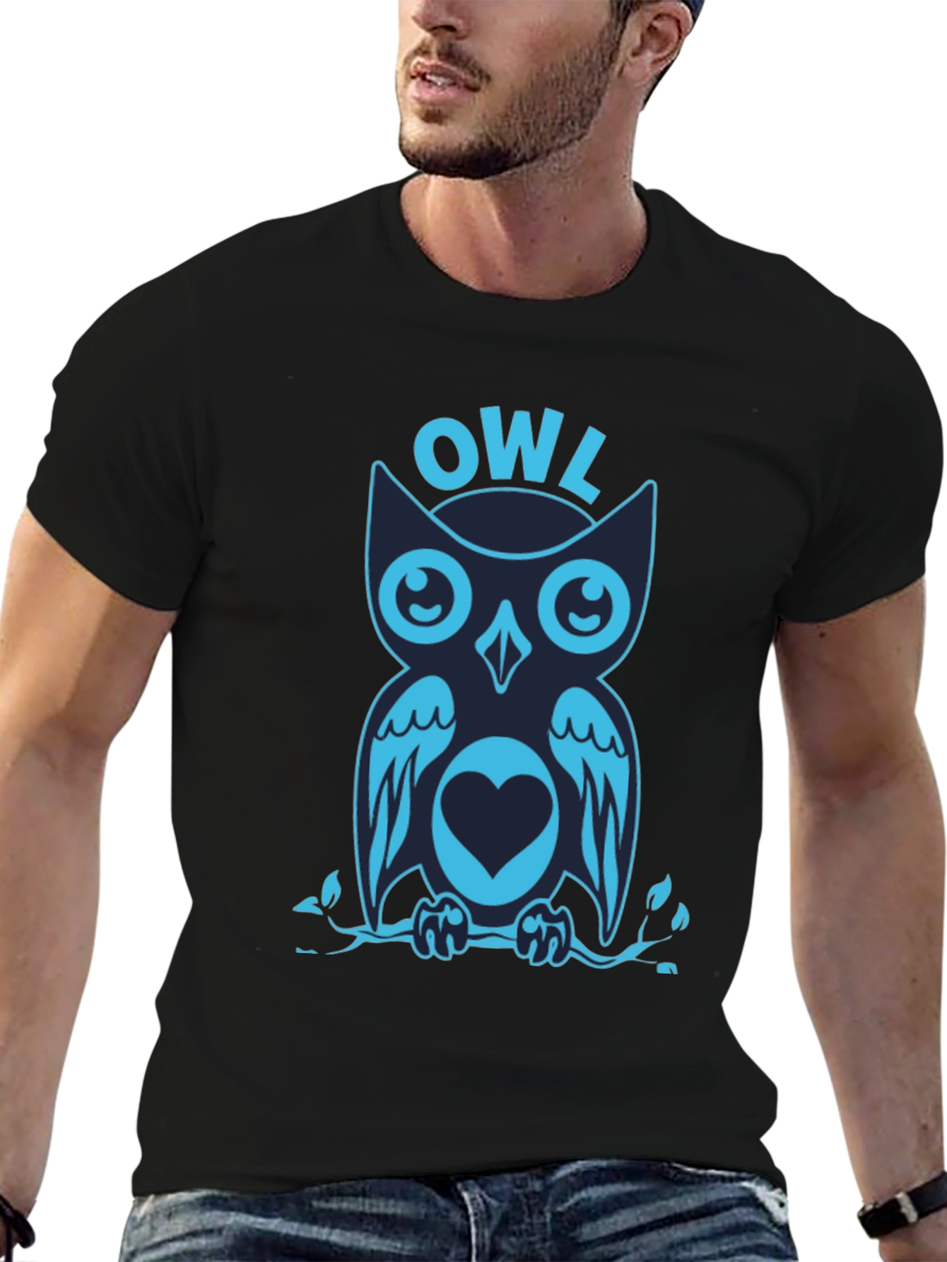 Cool Owl Graphic Print Tee Shirt