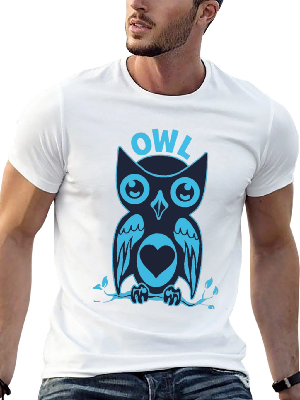 Cool Owl Graphic Print Tee Shirt
