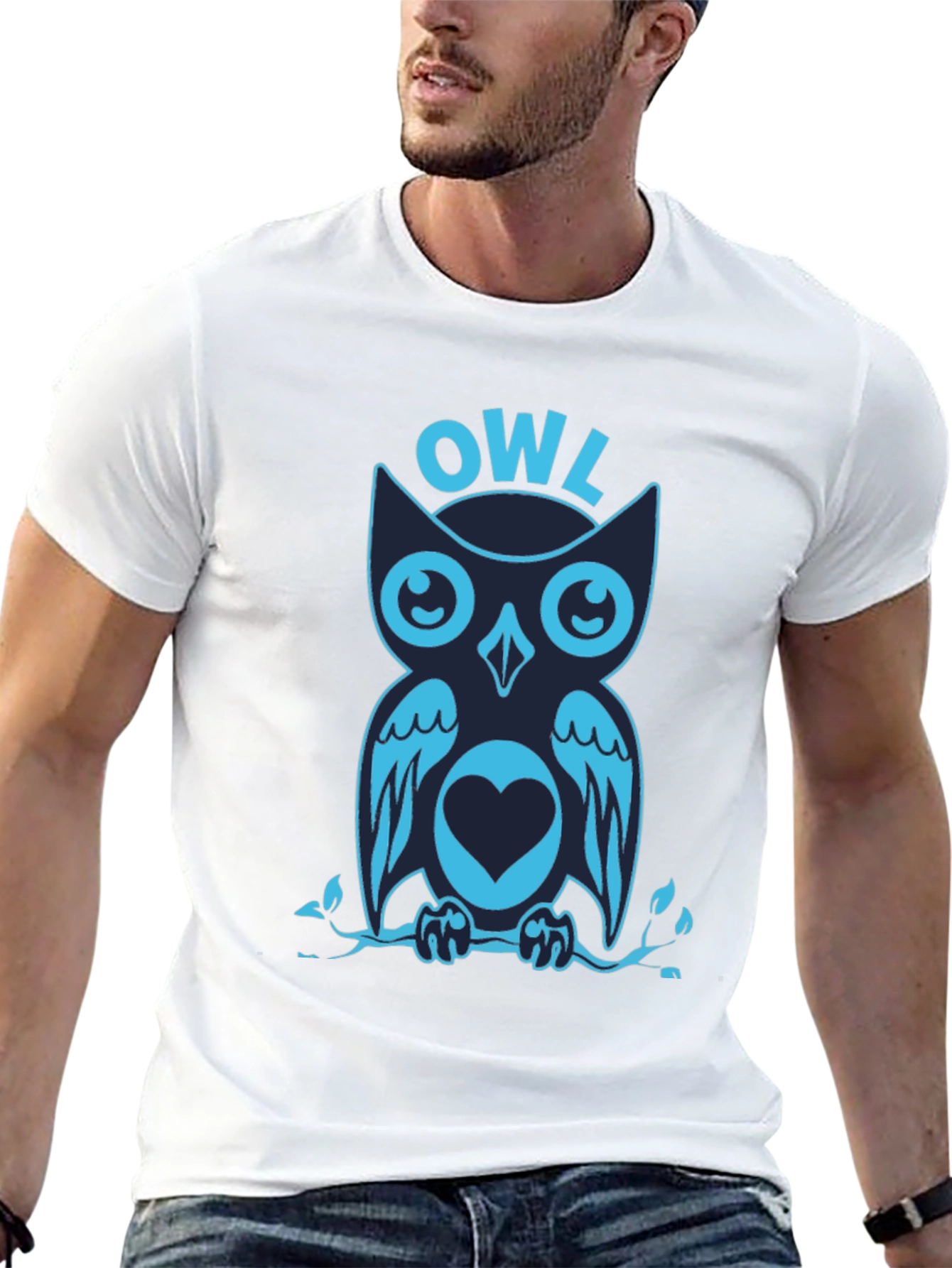 Cool Owl Graphic Print Tee Shirt