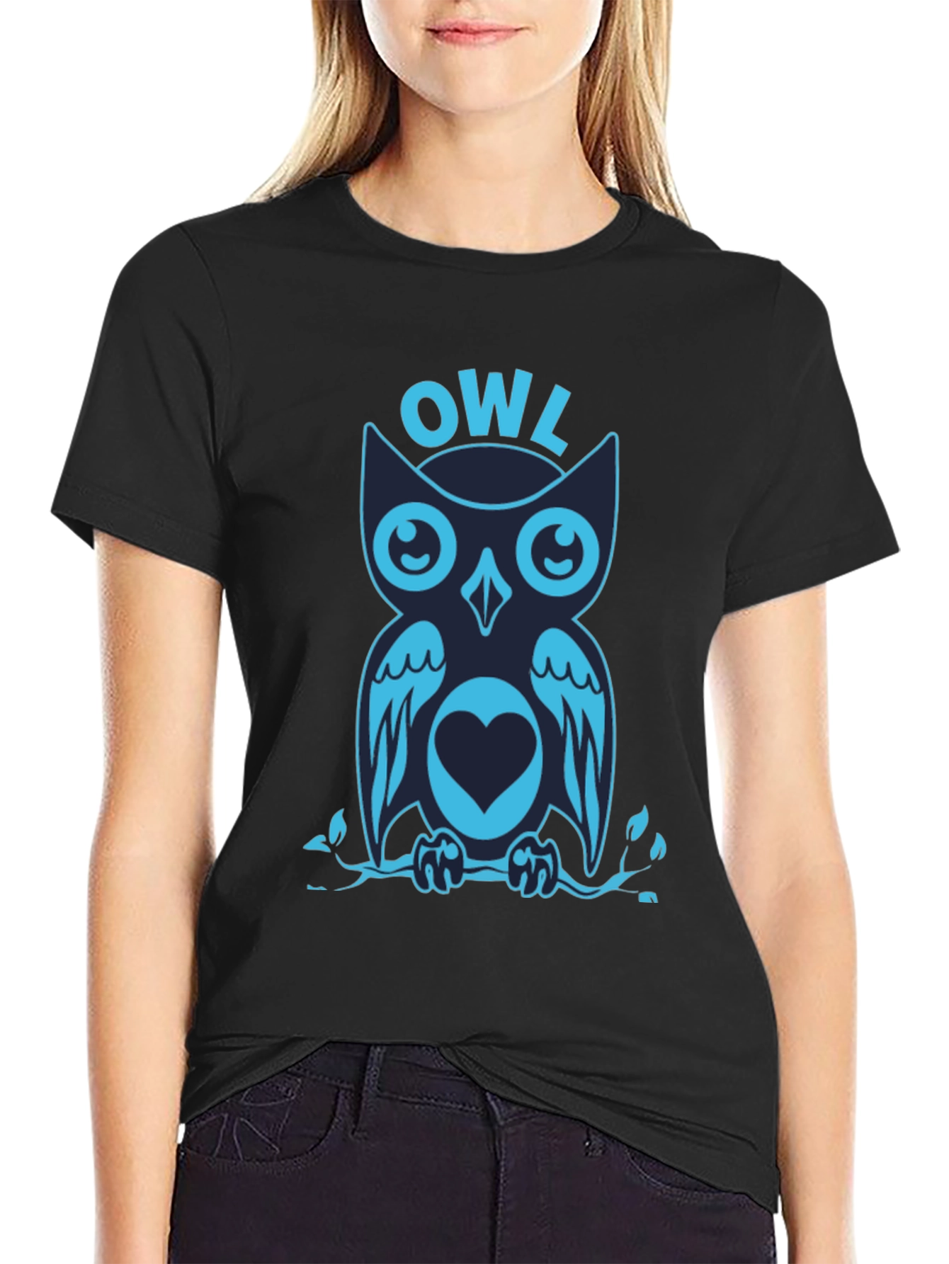 Cool Owl Graphic Print Tee Shirt