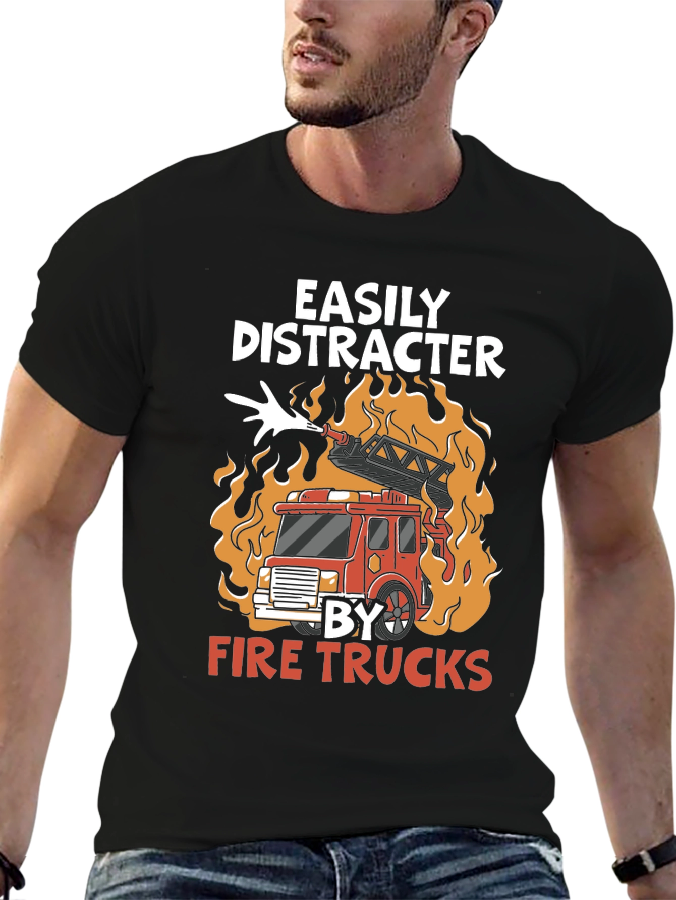 Easily Distracted By Fire Trucks T-Shirt