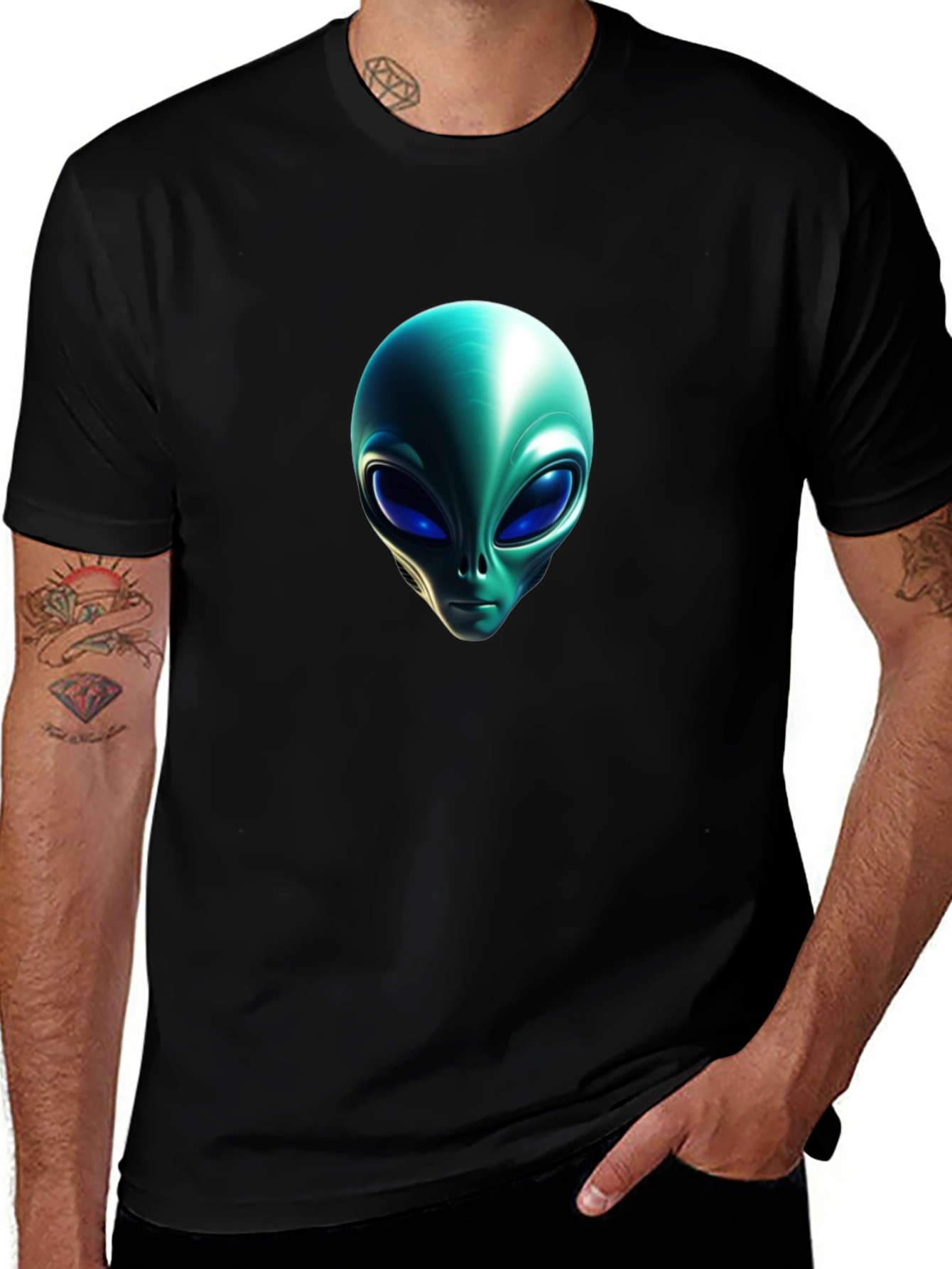 Alien Head Graphic Black T-Shirt