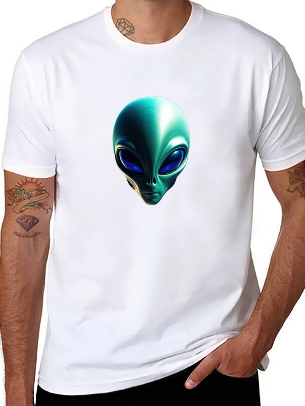 Alien Head Graphic Black T-Shirt