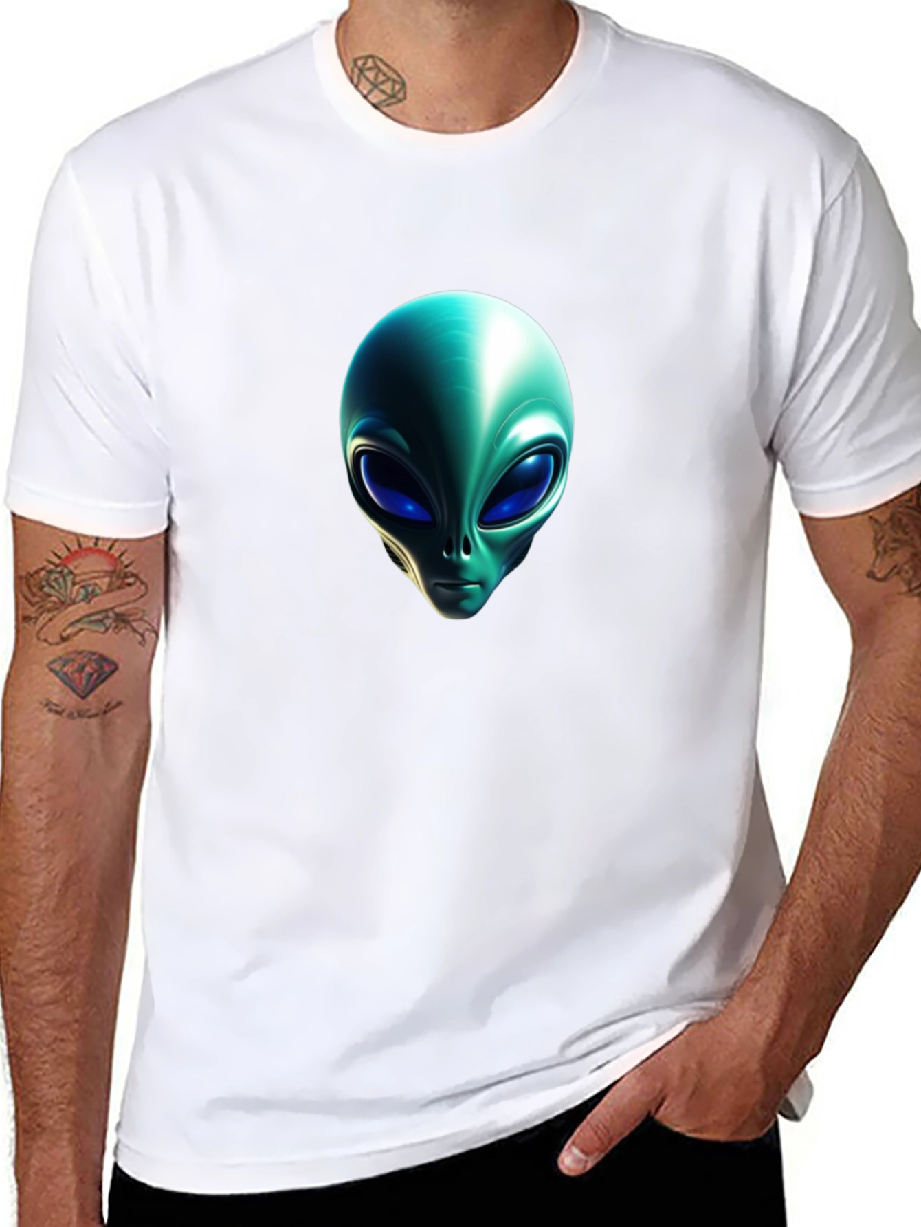 Alien Head Graphic Black T-Shirt