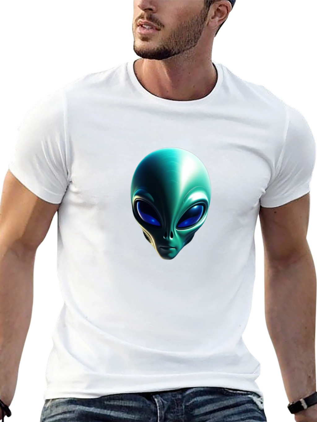 Alien Head Graphic Black T-Shirt