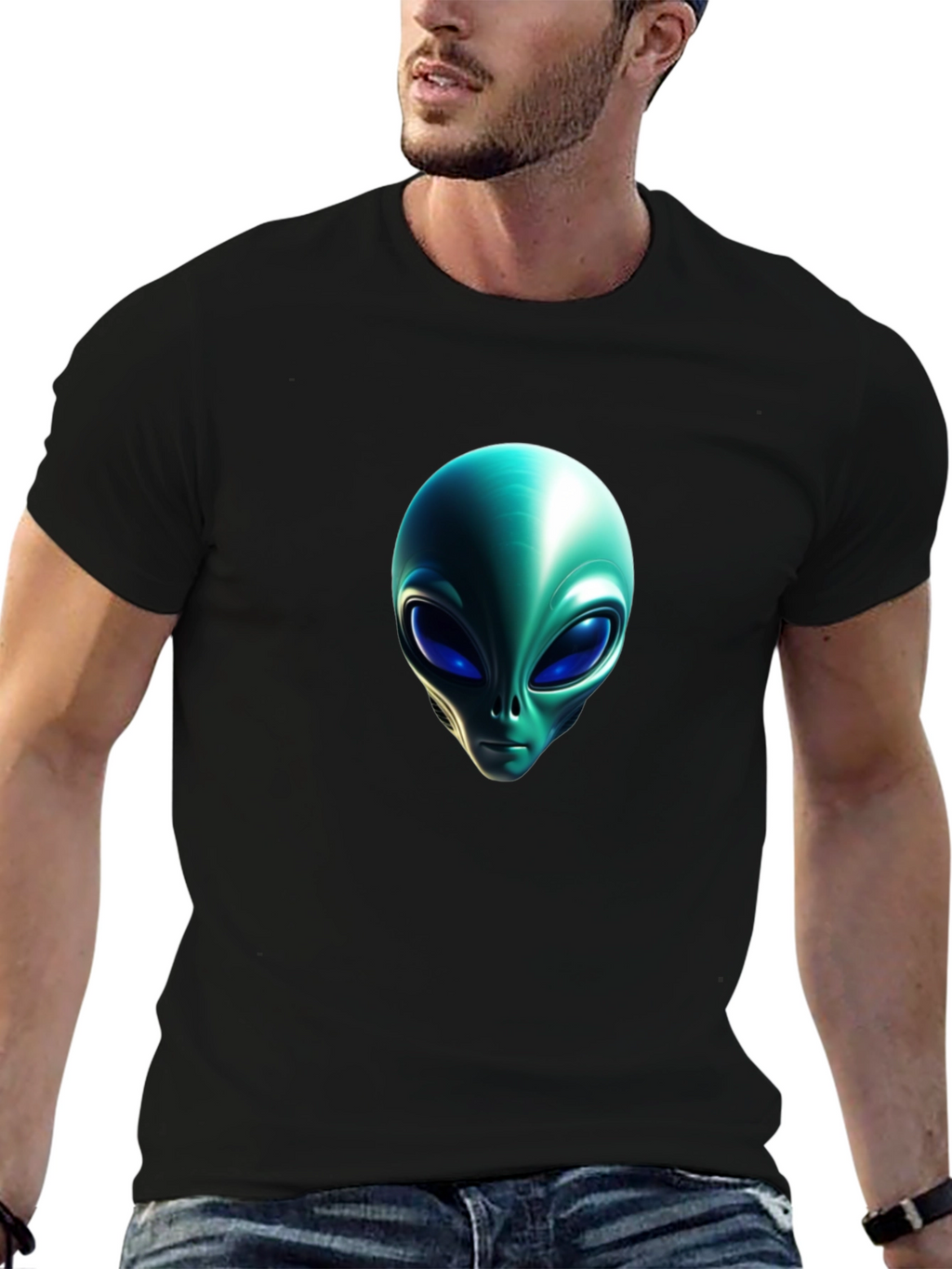 Alien Head Graphic Black T-Shirt
