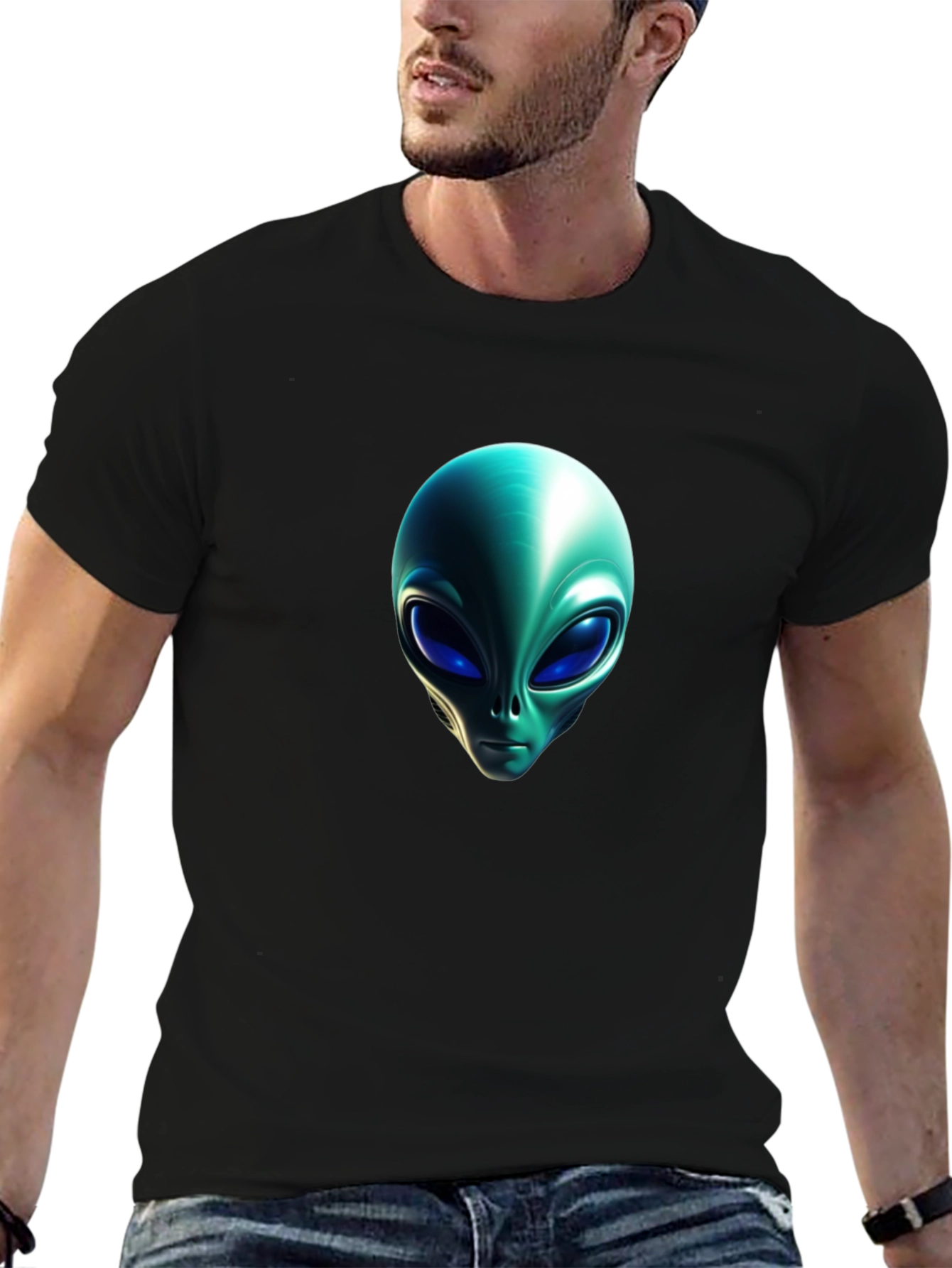 Alien Head Graphic Black T-Shirt