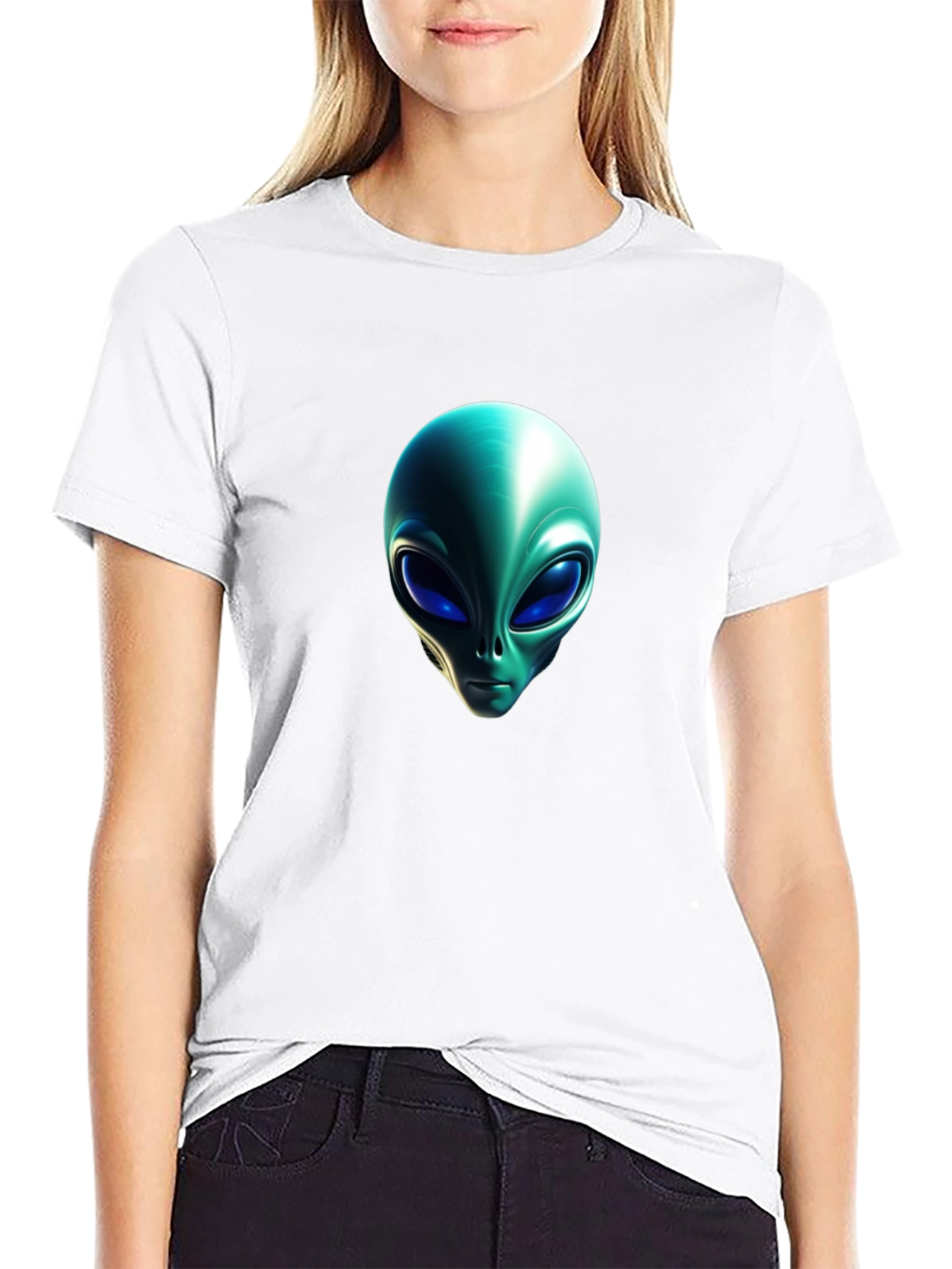 Alien Head Graphic Black T-Shirt