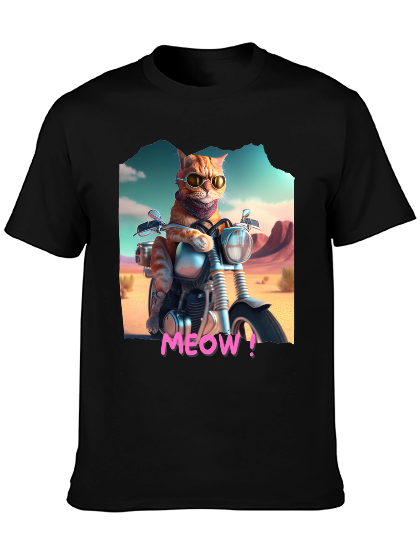 Cat on Motorcycle T-Shirt - MEOW!