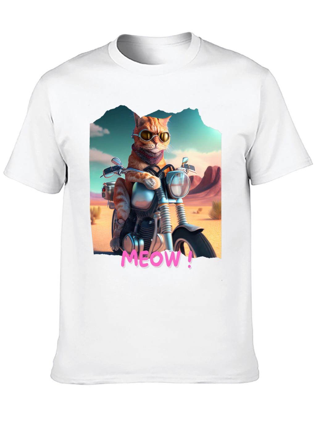 Cat on Motorcycle T-Shirt - MEOW!