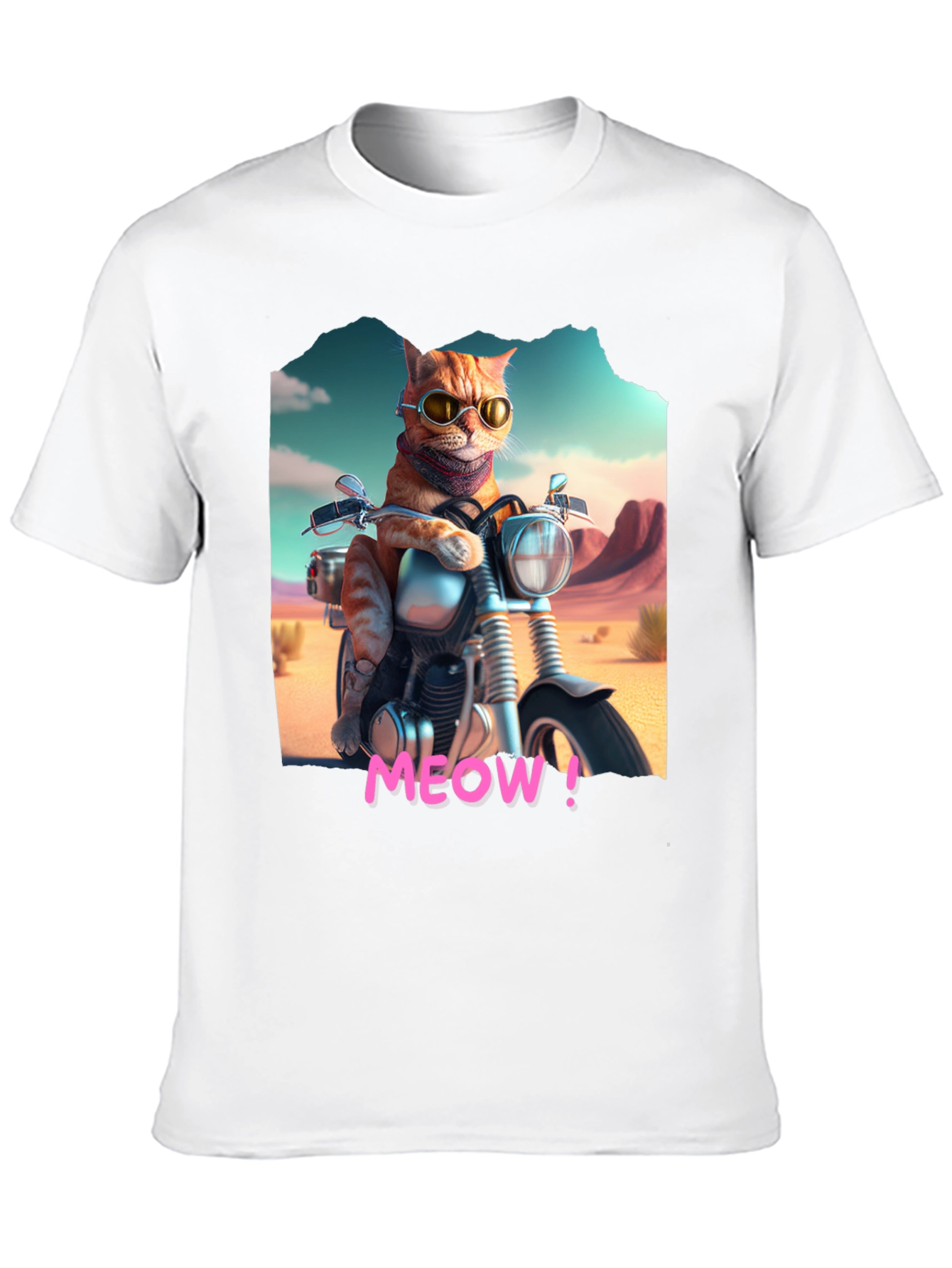 Cat on Motorcycle T-Shirt - MEOW!