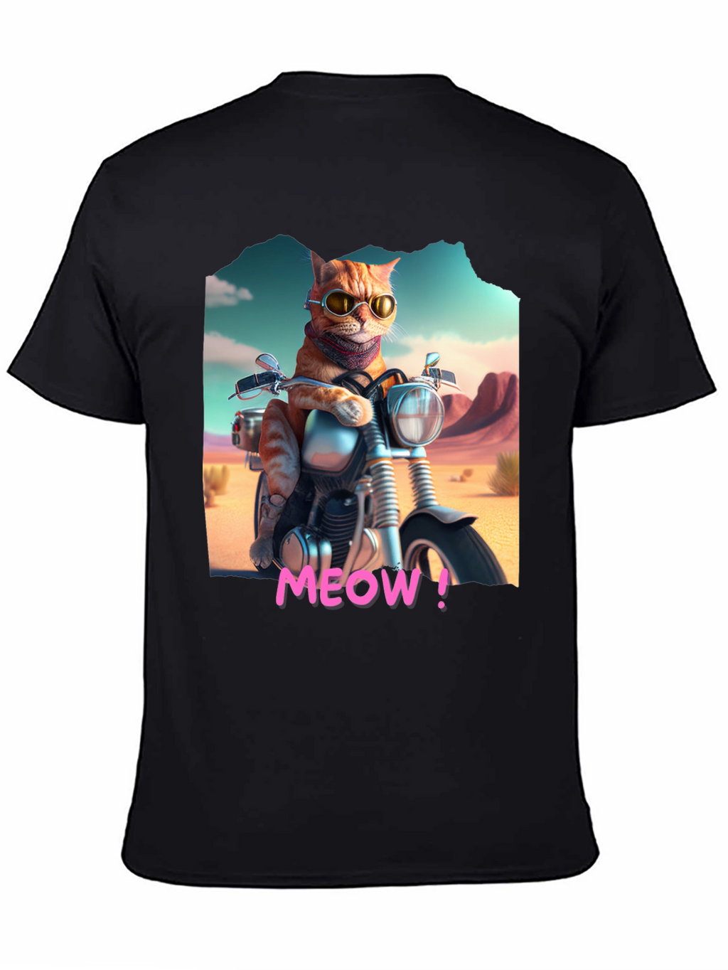 Cat on Motorcycle T-Shirt - MEOW!