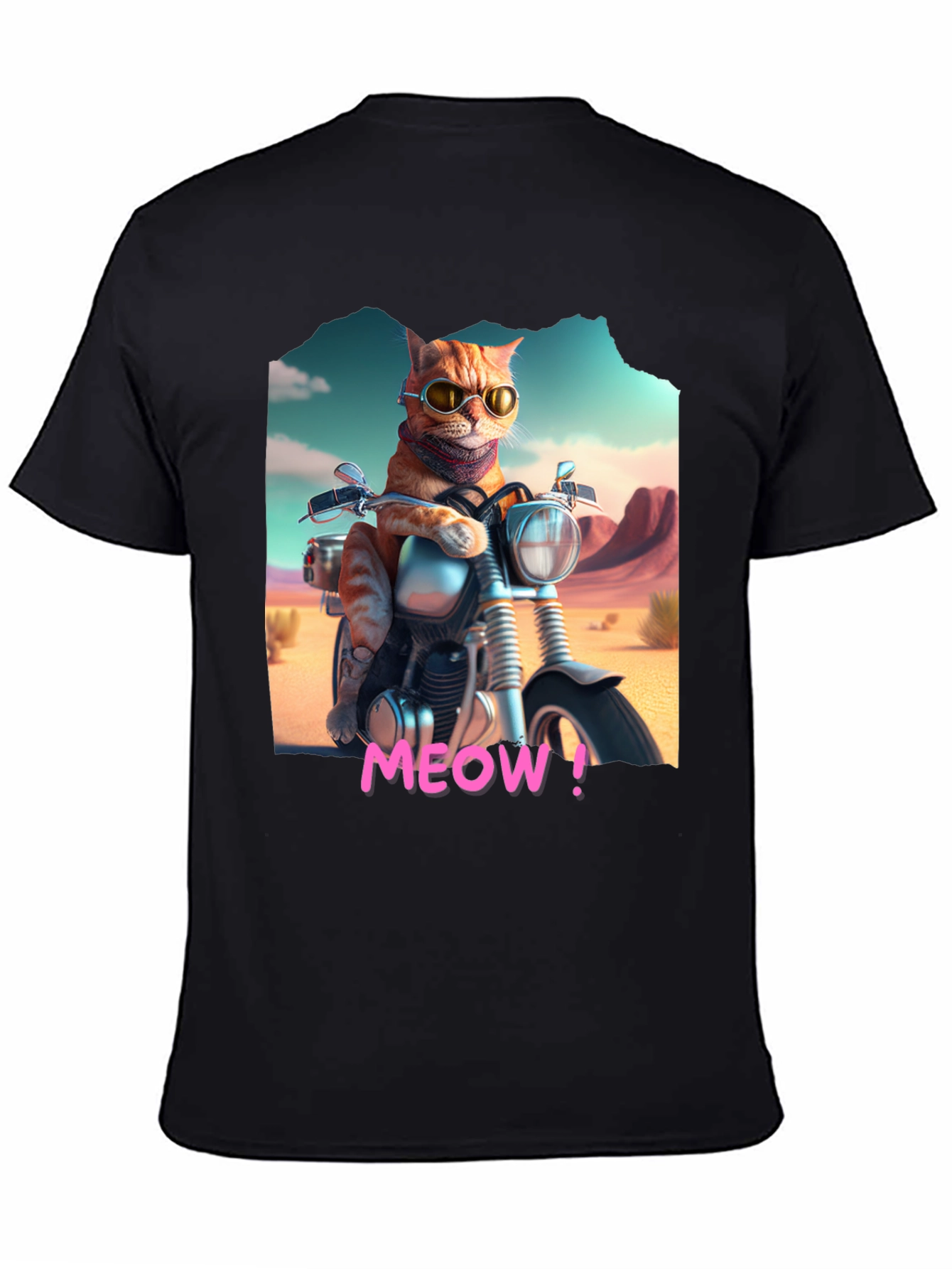 Cat on Motorcycle T-Shirt - MEOW!