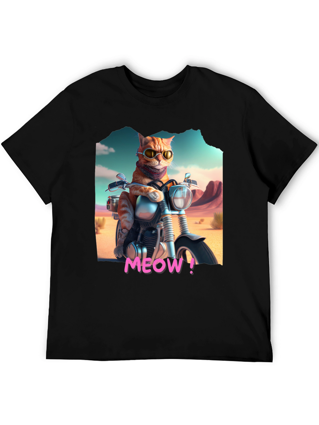 Cat on Motorcycle T-Shirt - MEOW!