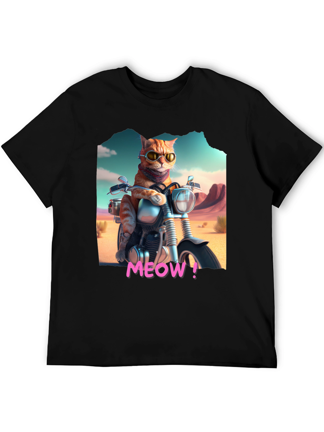 Cat on Motorcycle T-Shirt - MEOW!
