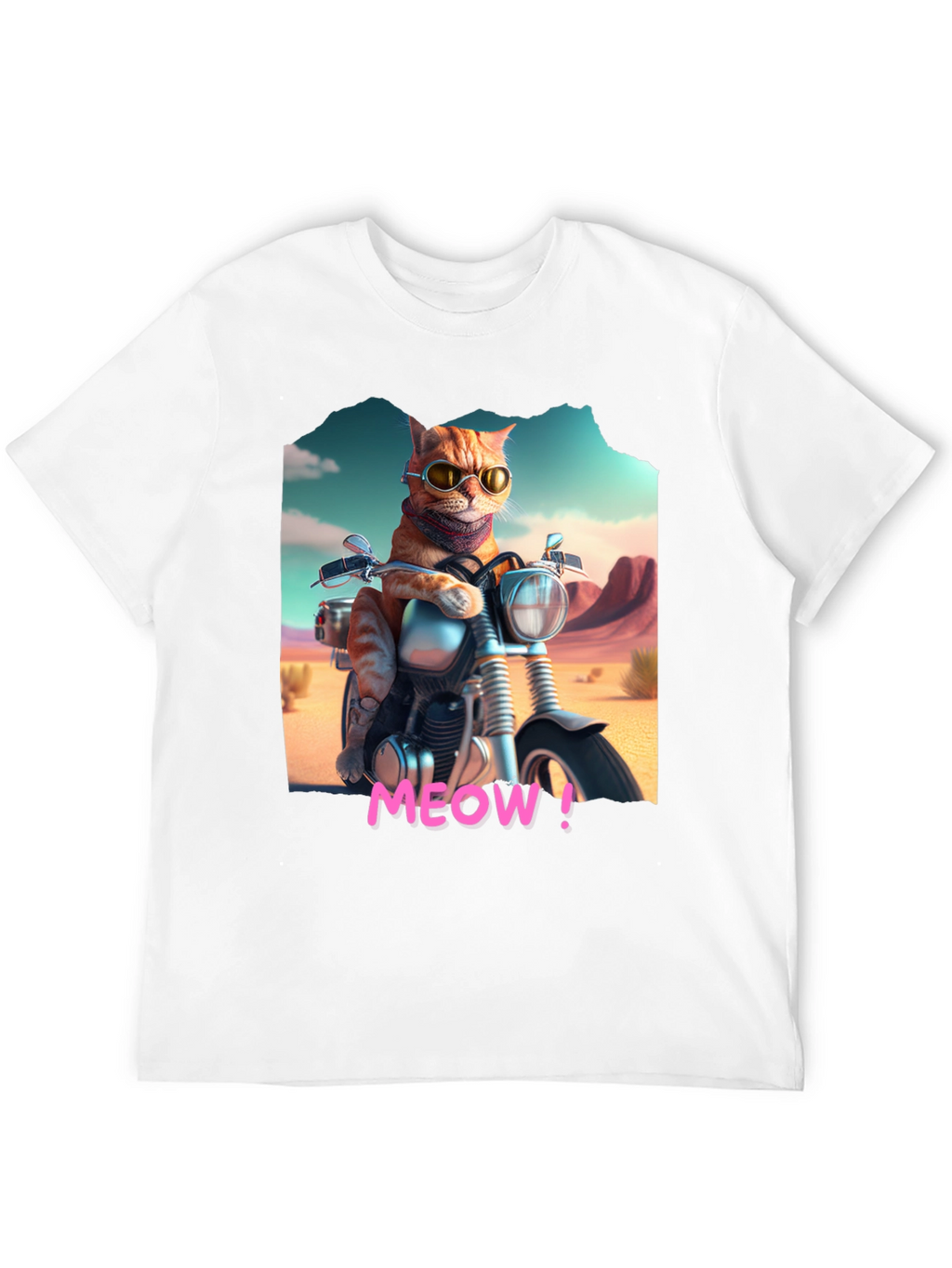 Cat on Motorcycle T-Shirt - MEOW!