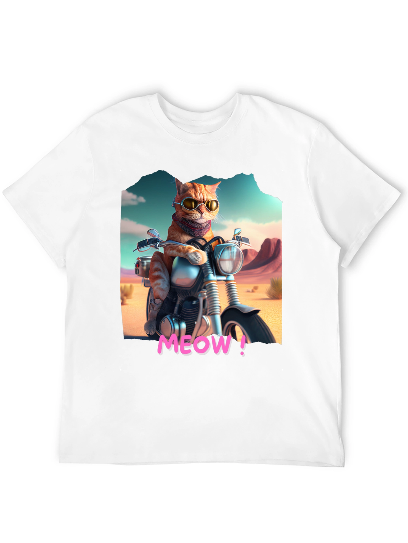 Cat on Motorcycle T-Shirt - MEOW!
