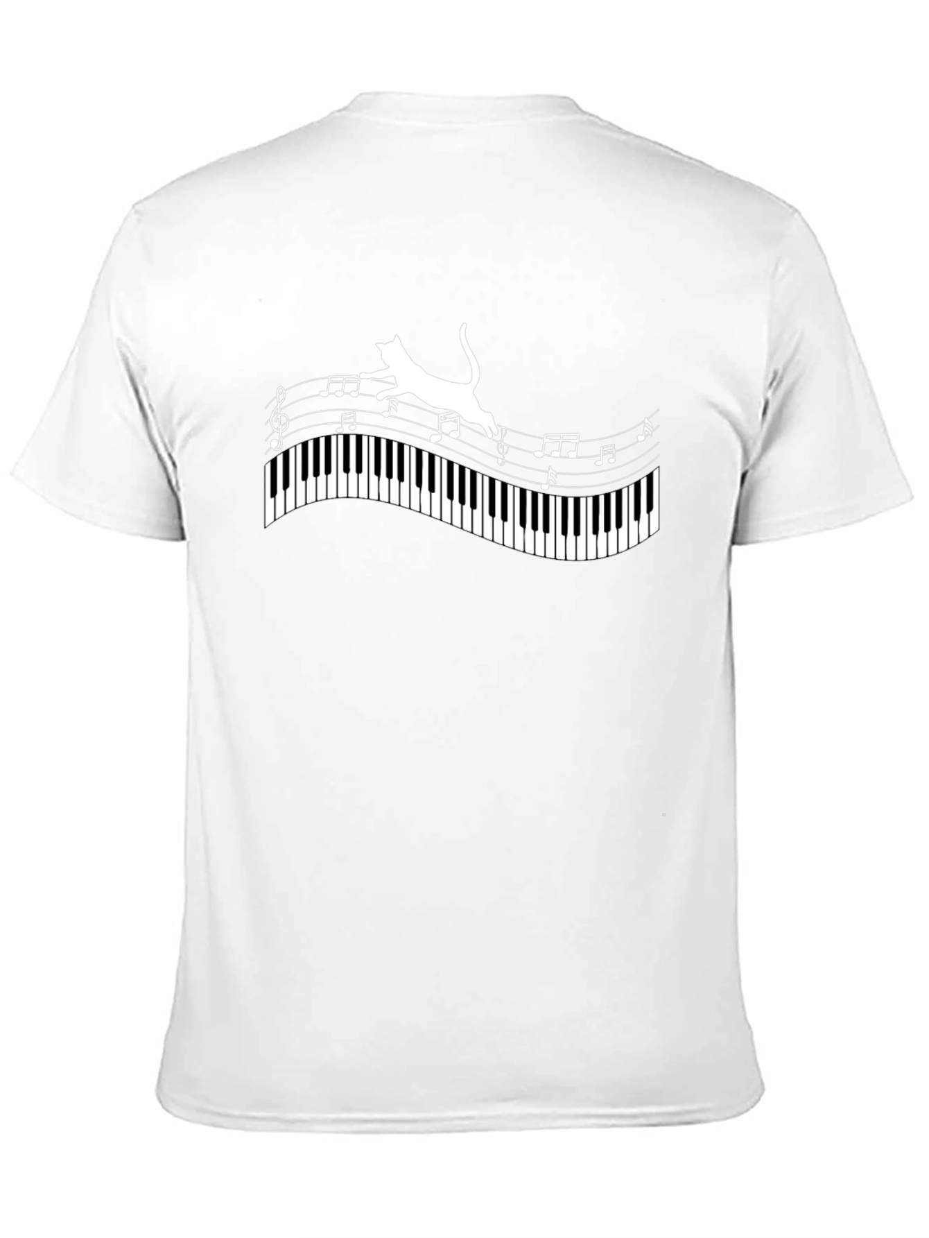 Cat on Piano Keys Music Notes Graphic Tee
