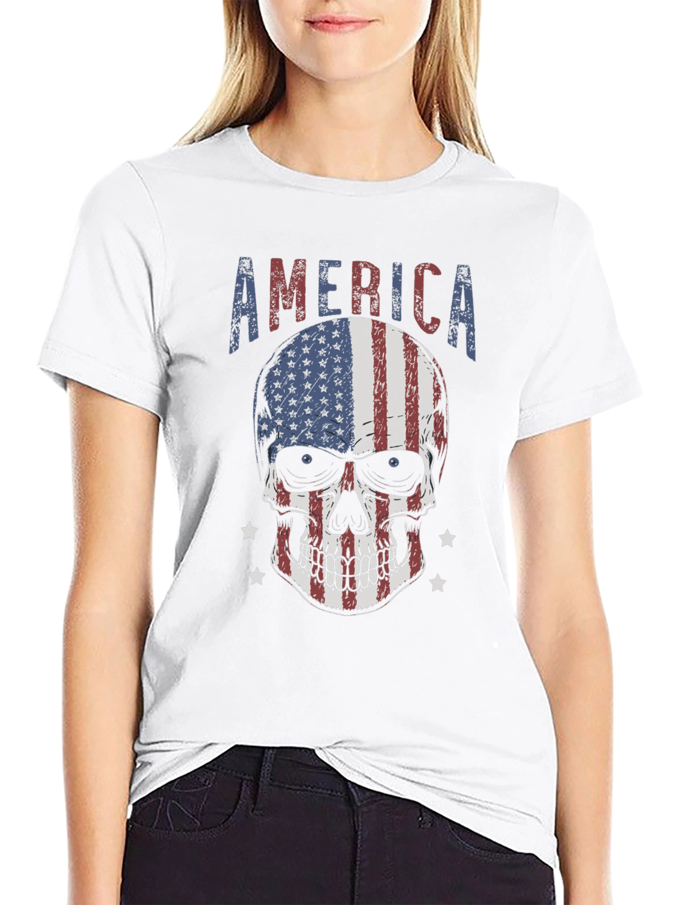 American Flag Skull Graphic T-Shirt