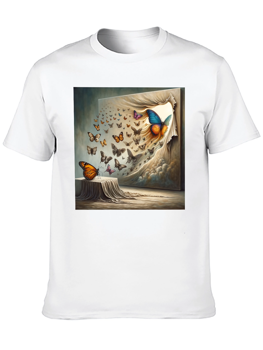 Butterfly Art Print Black T-Shirt