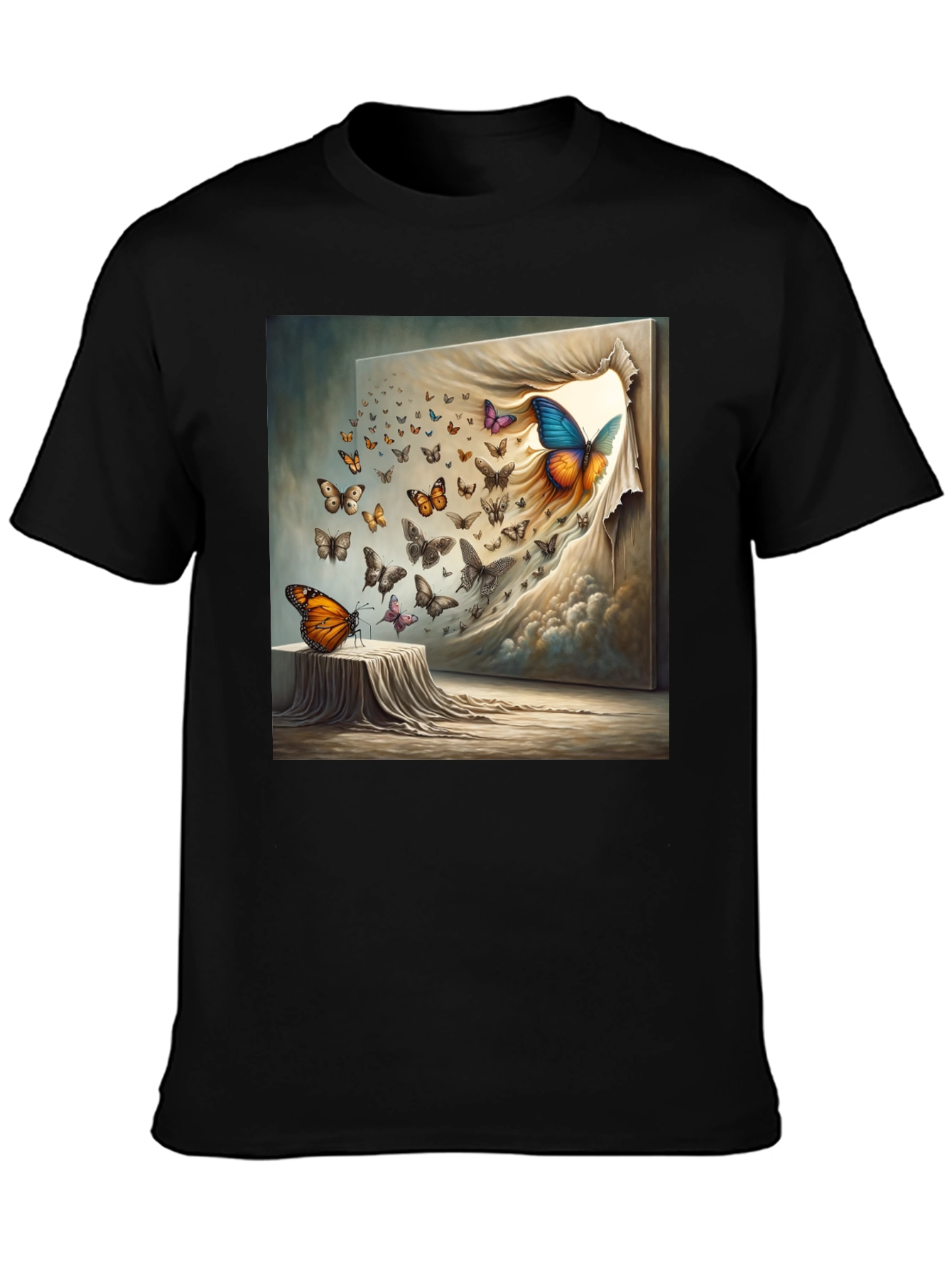 Butterfly Art Print Black T-Shirt