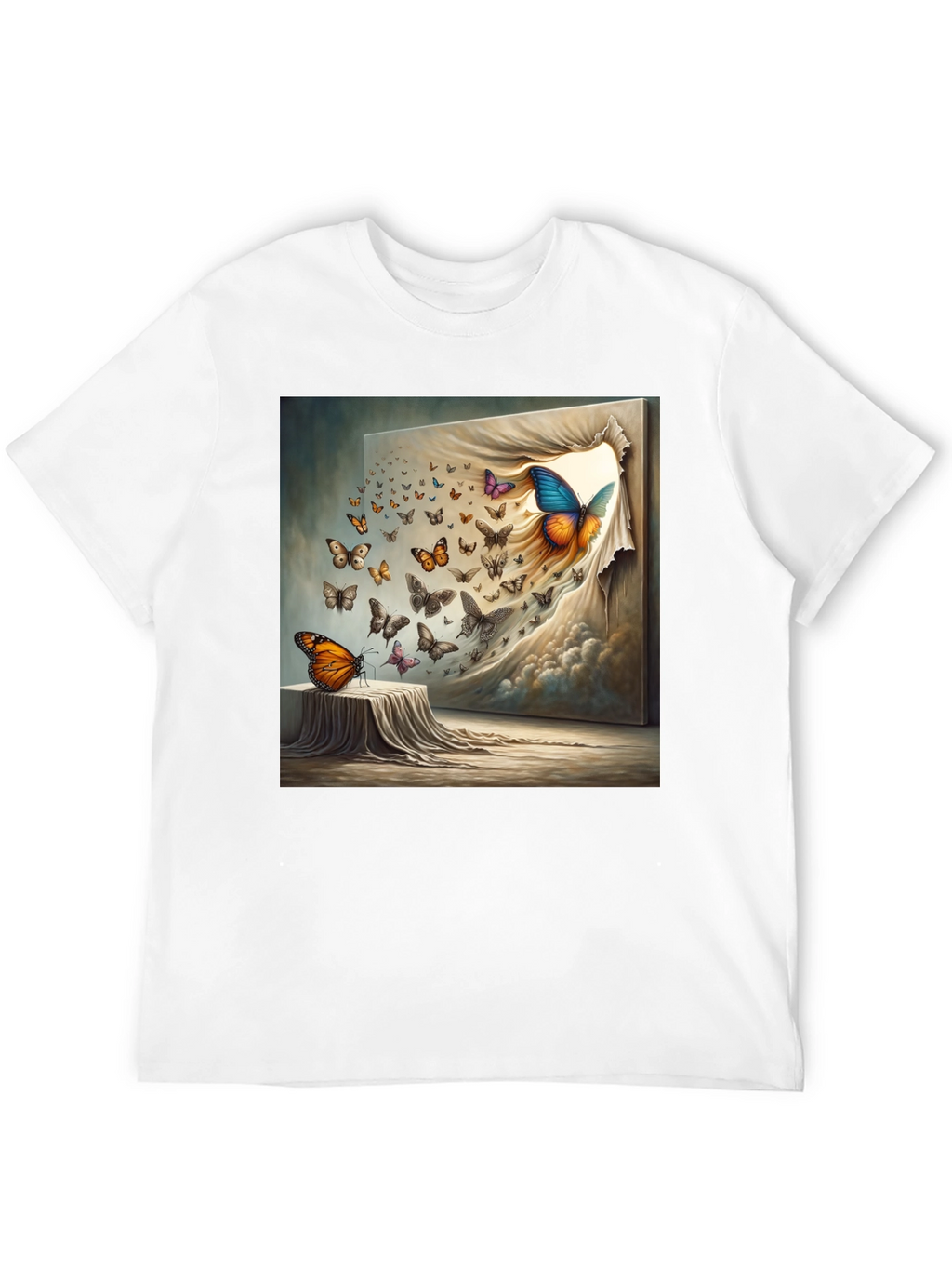 Butterfly Art Print Black T-Shirt