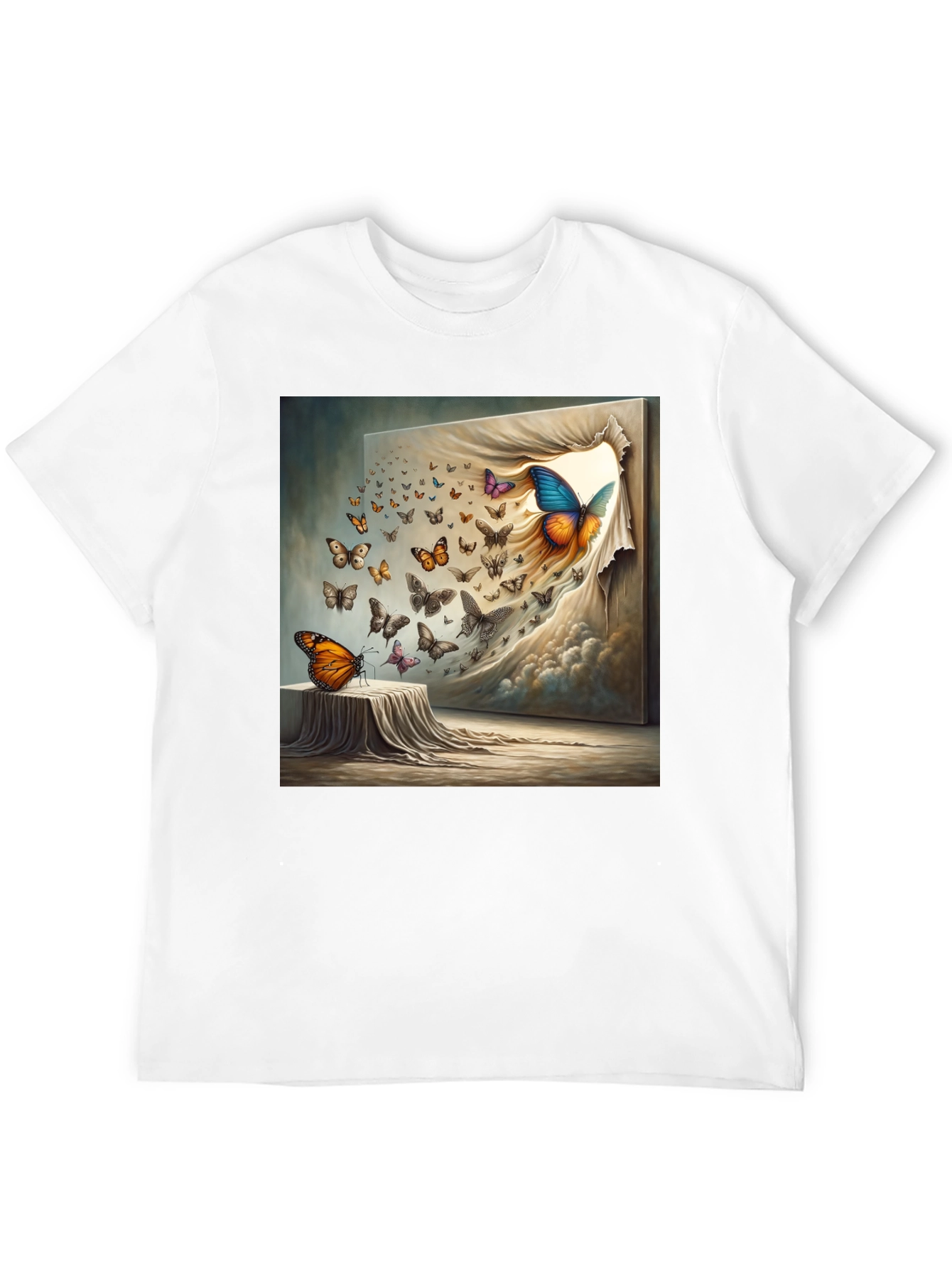 Butterfly Art Print Black T-Shirt