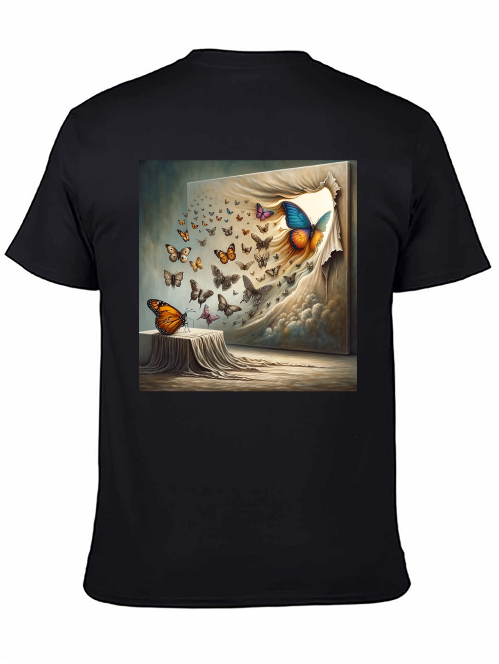 Butterfly Art Print Black T-Shirt