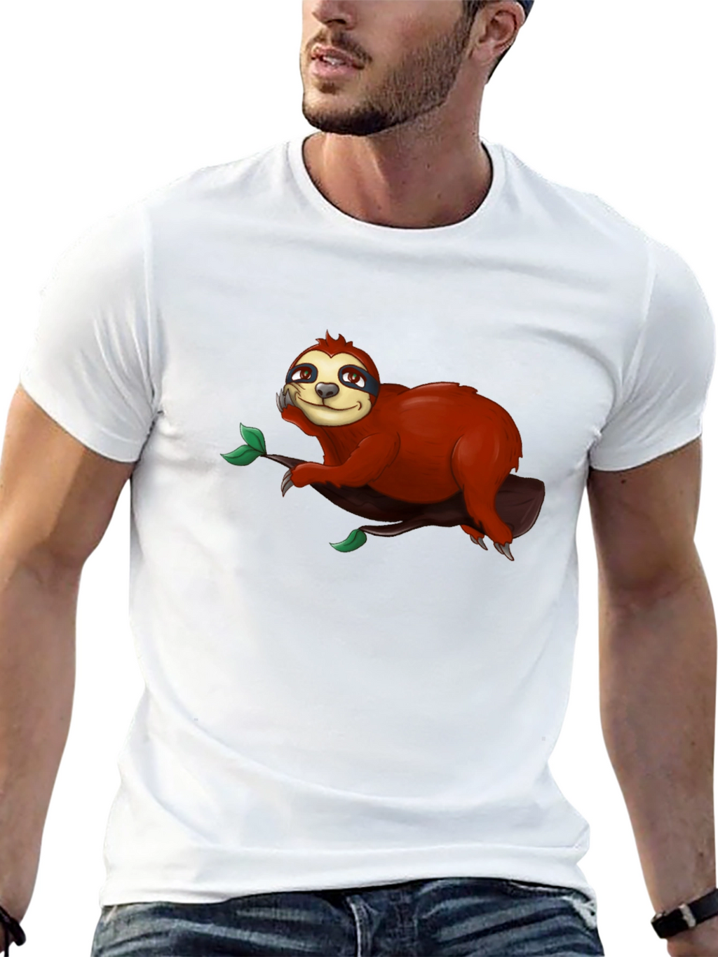 Cute Sloth on Branch Graphic T-Shirt