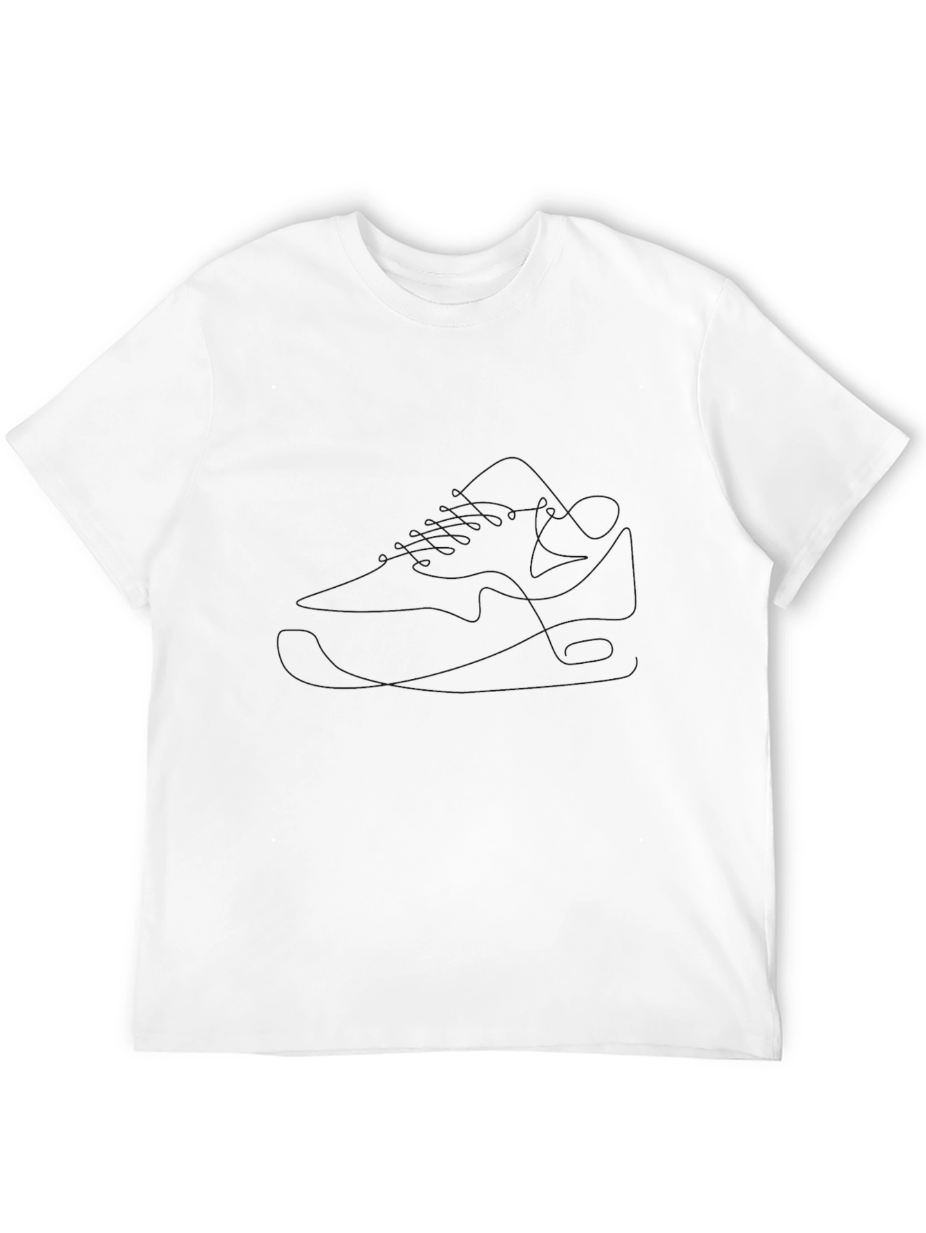 Minimalist Sneaker Line Art Black T-Shirt