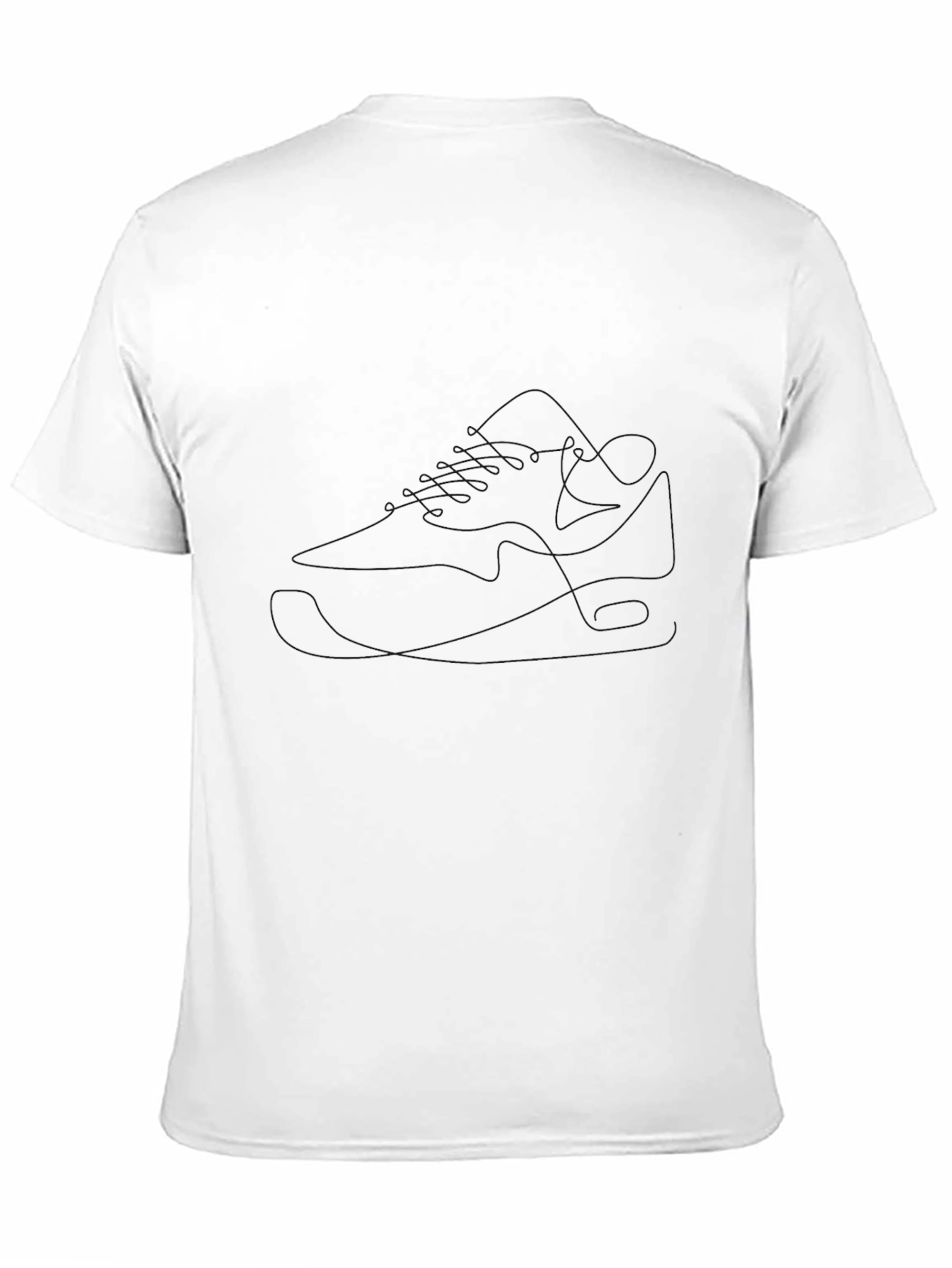 Minimalist Sneaker Line Art Black T-Shirt