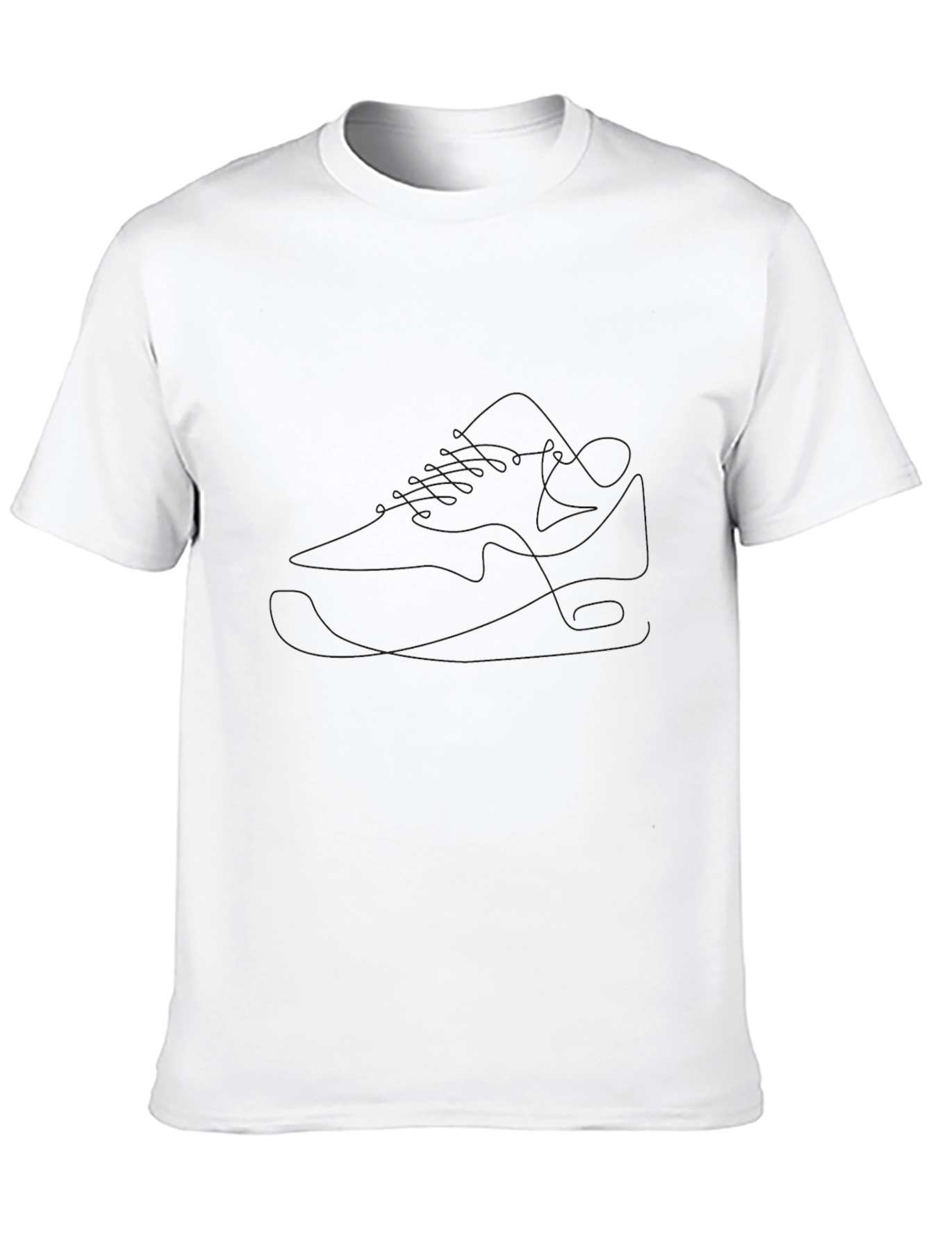 Minimalist Sneaker Line Art Black T-Shirt