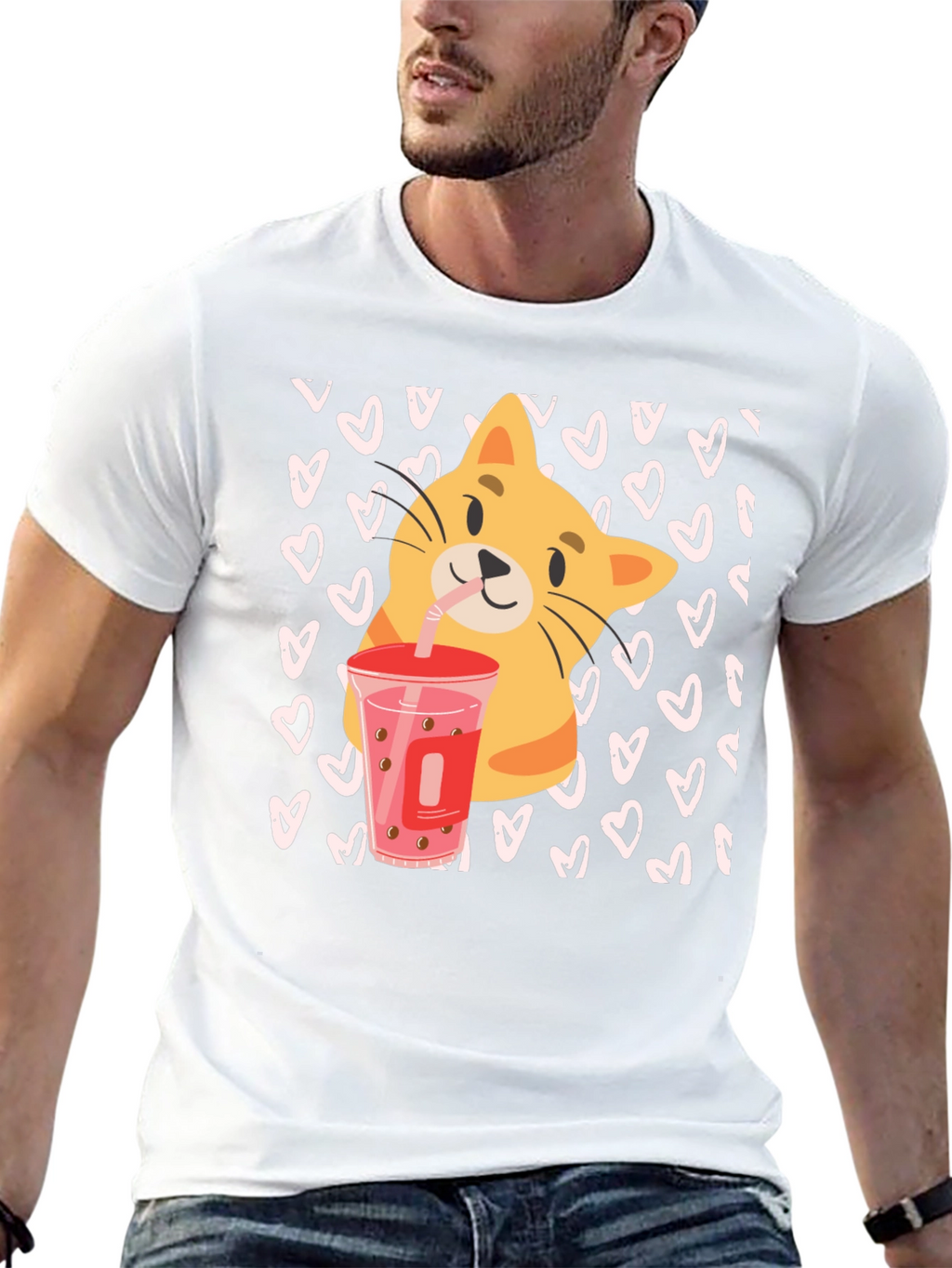 Cat Boba Tea Black T-Shirt