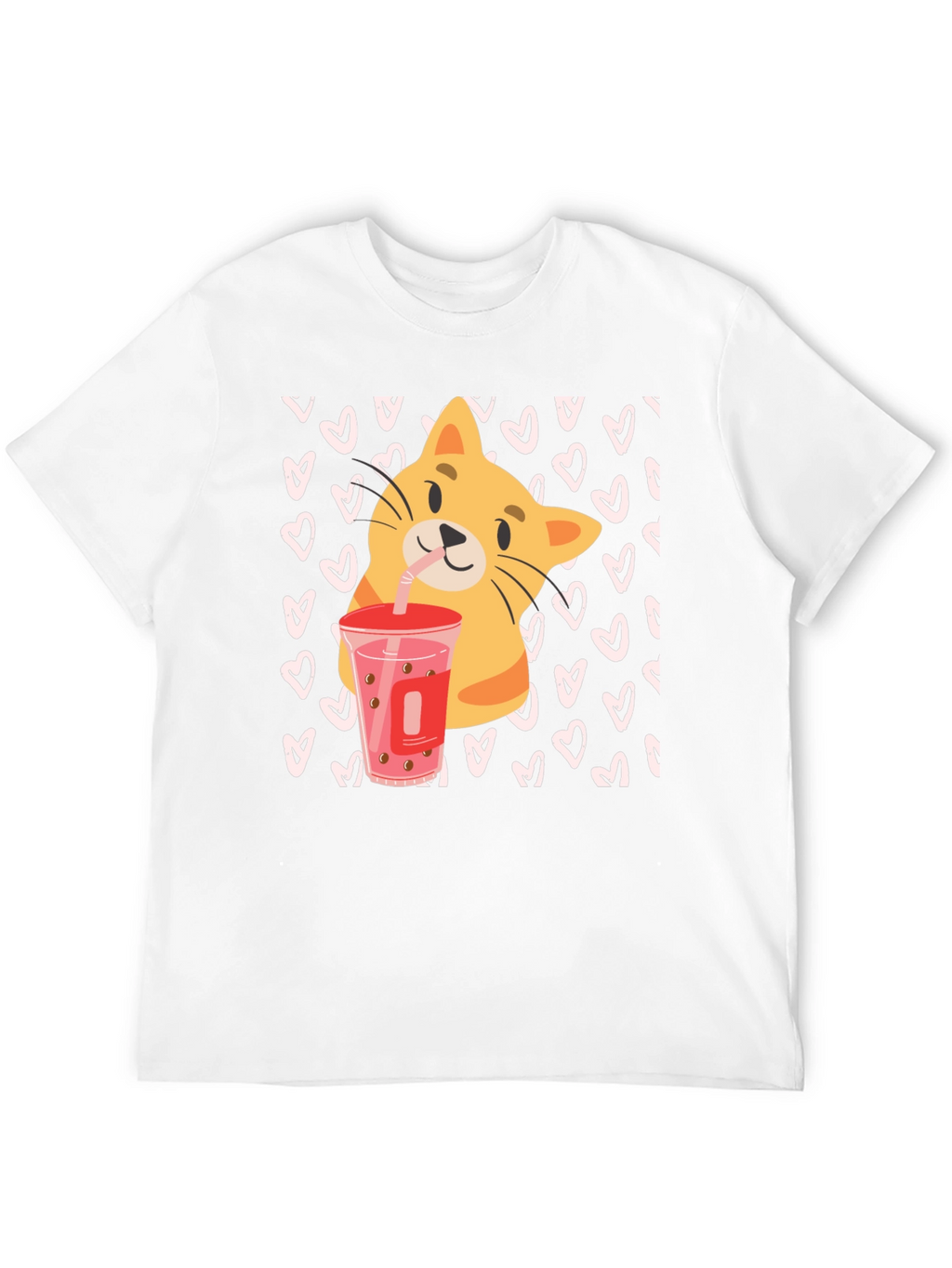 Cat Boba Tea Black T-Shirt