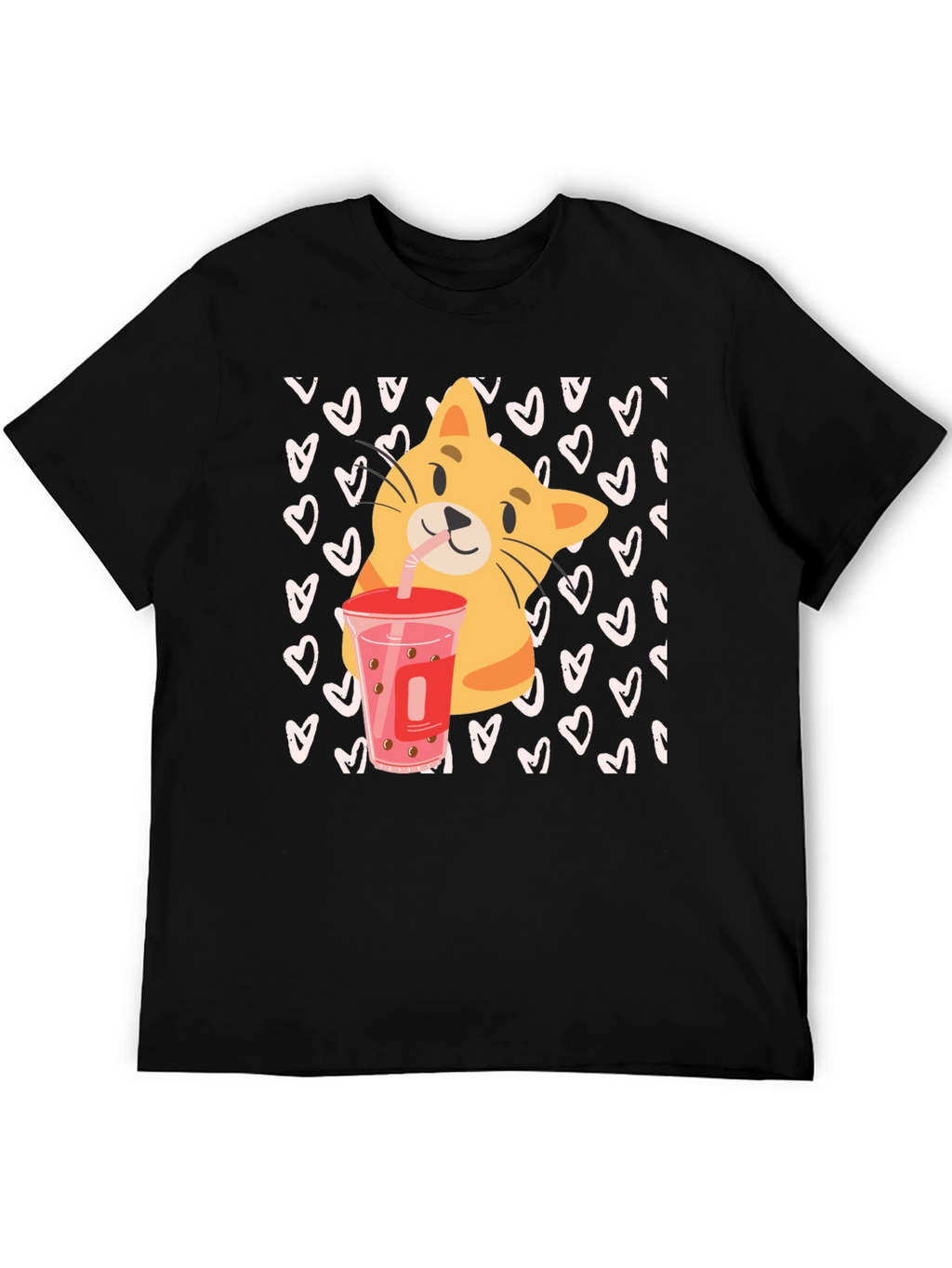 Cat Boba Tea Black T-Shirt