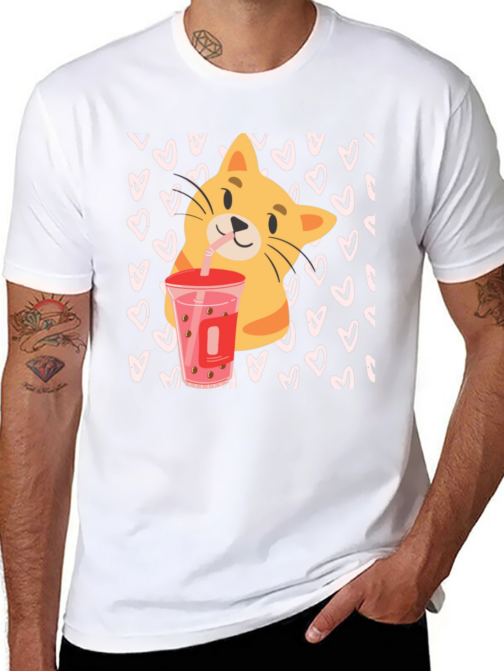 Cat Boba Tea Black T-Shirt
