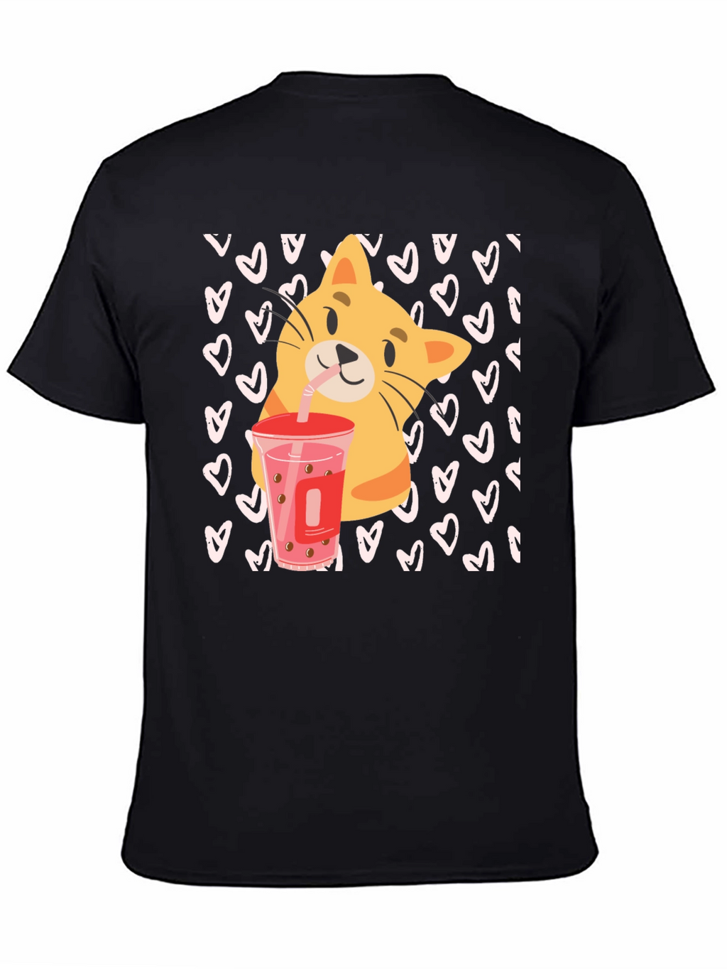Cat Boba Tea Black T-Shirt
