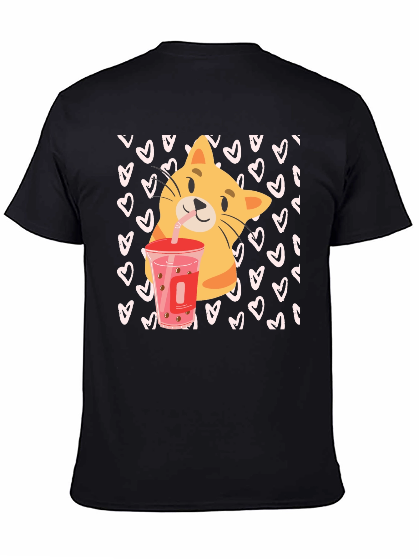 Cat Boba Tea Black T-Shirt