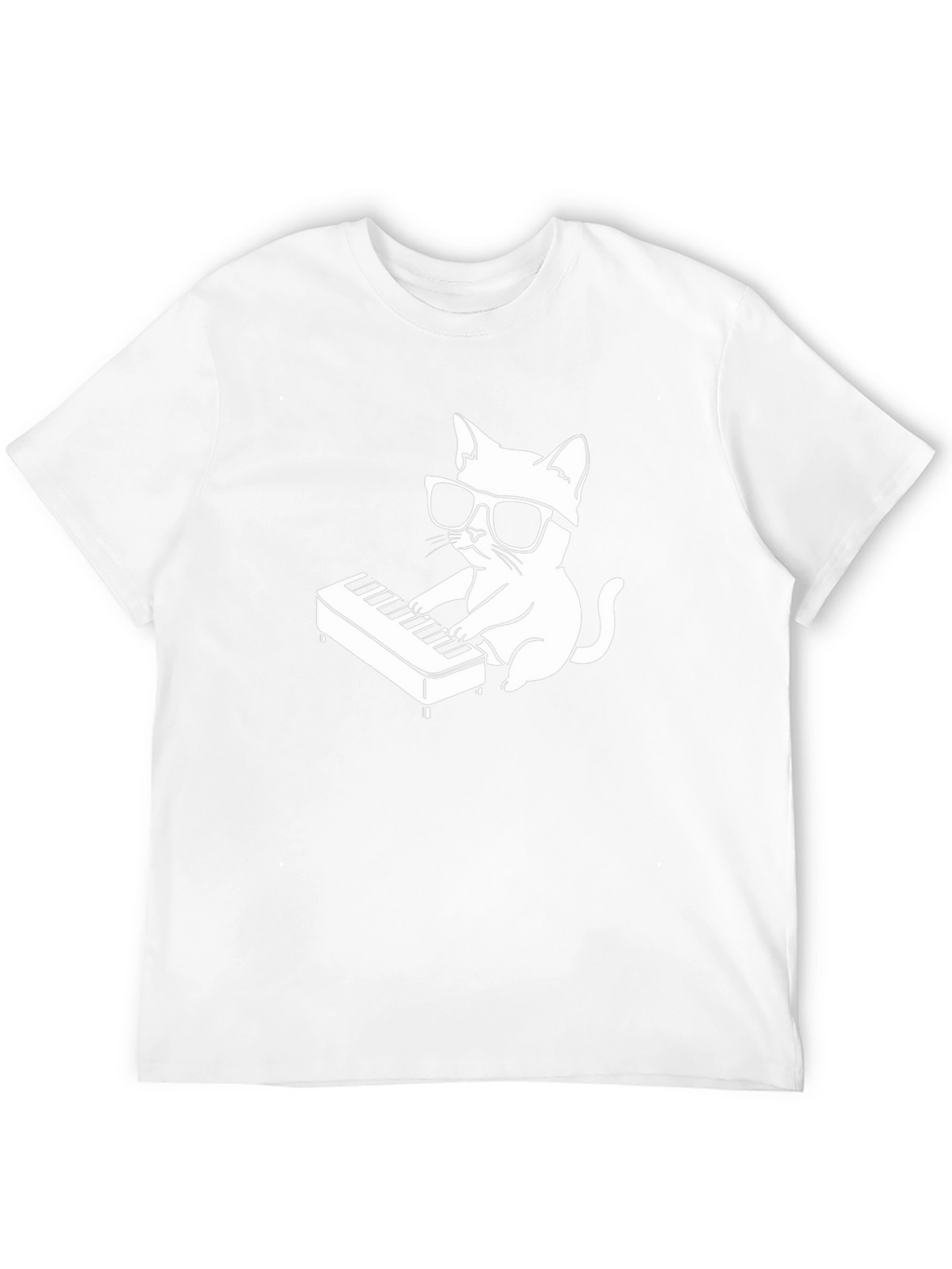 Cool Cat Playing Piano T-Shirt - Black