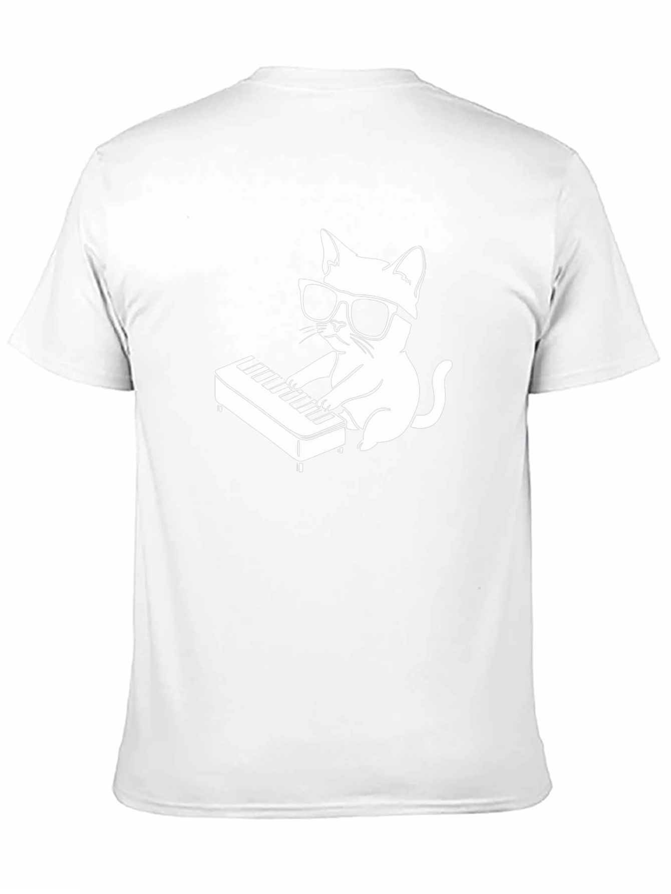Cool Cat Playing Piano T-Shirt - Black