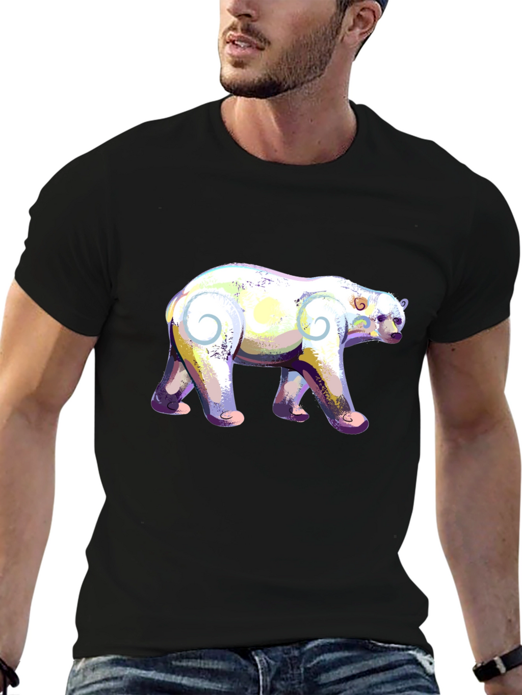 Artistic Polar Bear Graphic T-Shirt