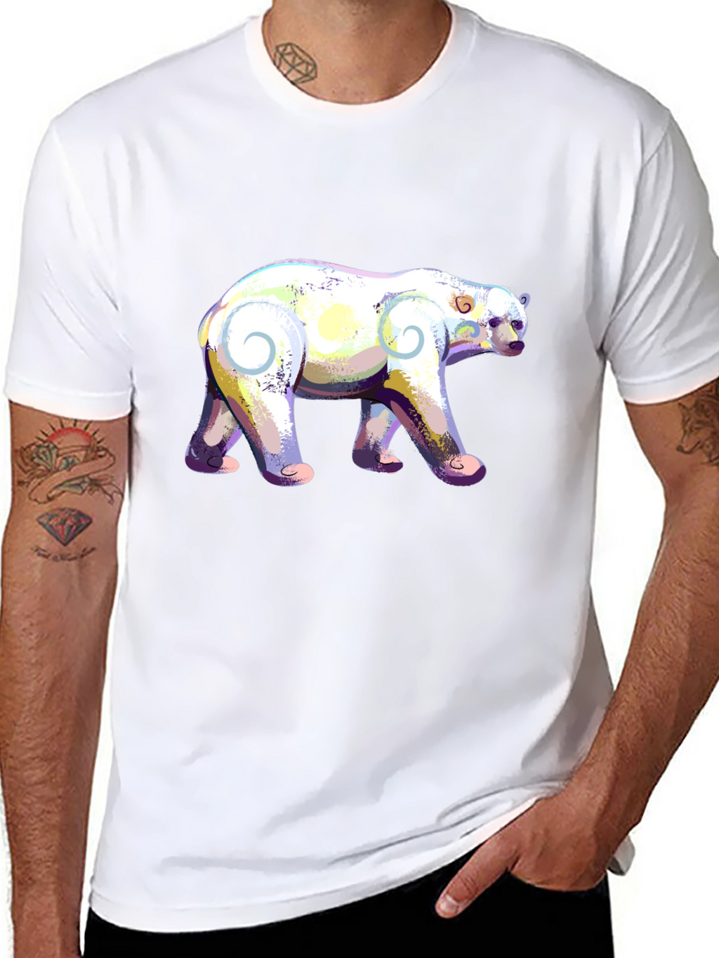 Artistic Polar Bear Graphic T-Shirt