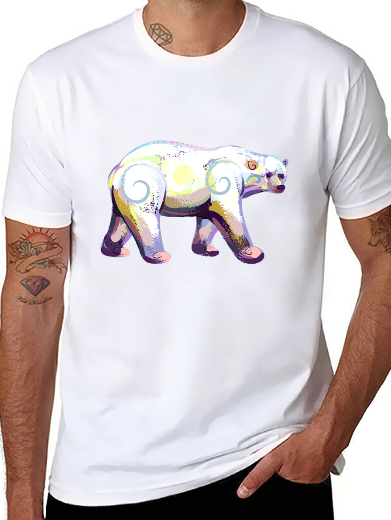Artistic Polar Bear Graphic T-Shirt