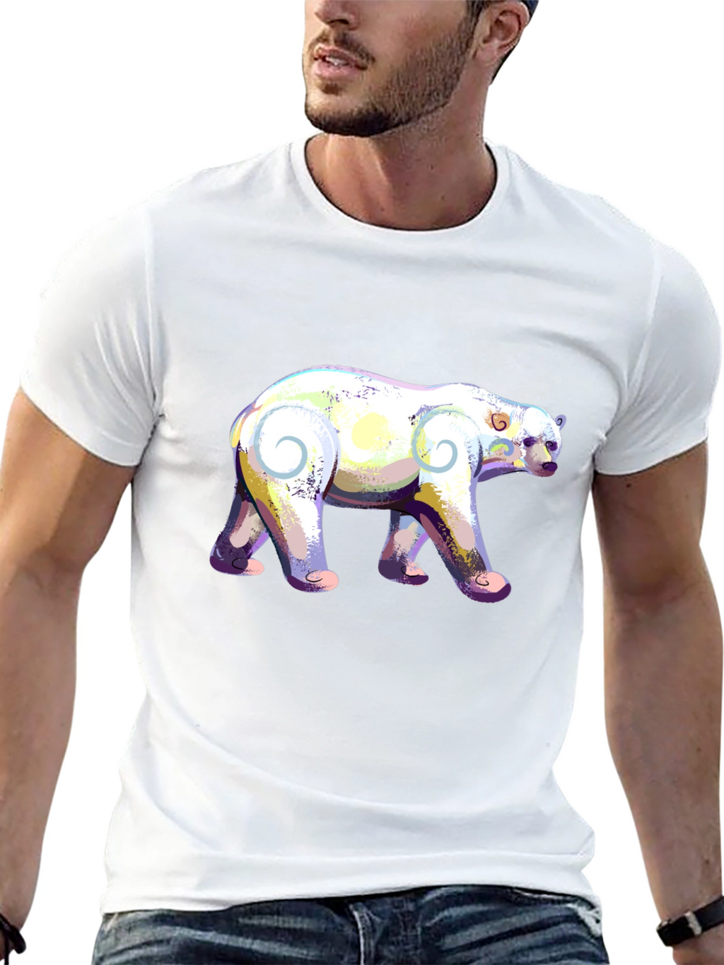 Artistic Polar Bear Graphic T-Shirt