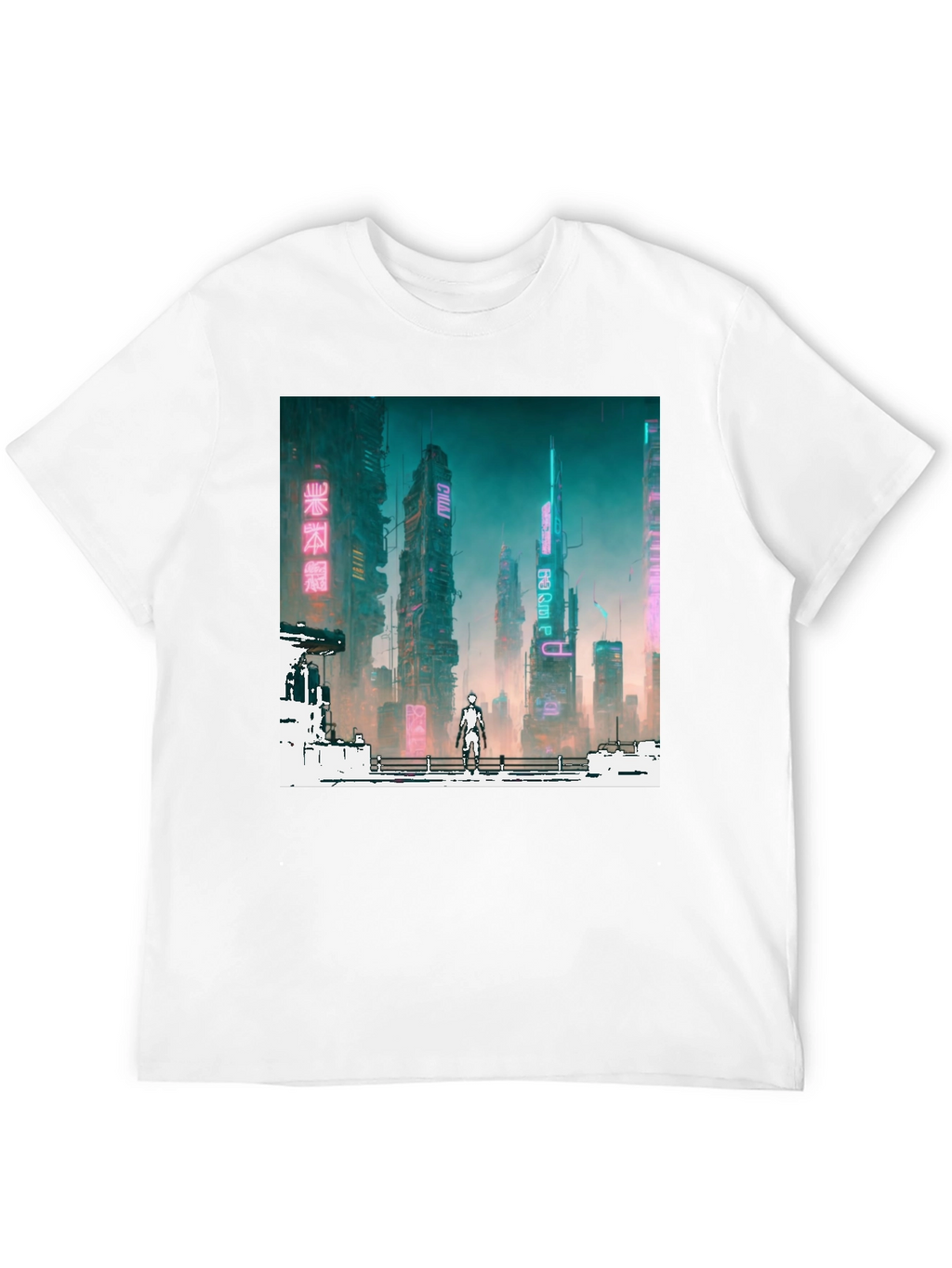 Cyberpunk Cityscape Graphic Tee - Futuristic Fashion
