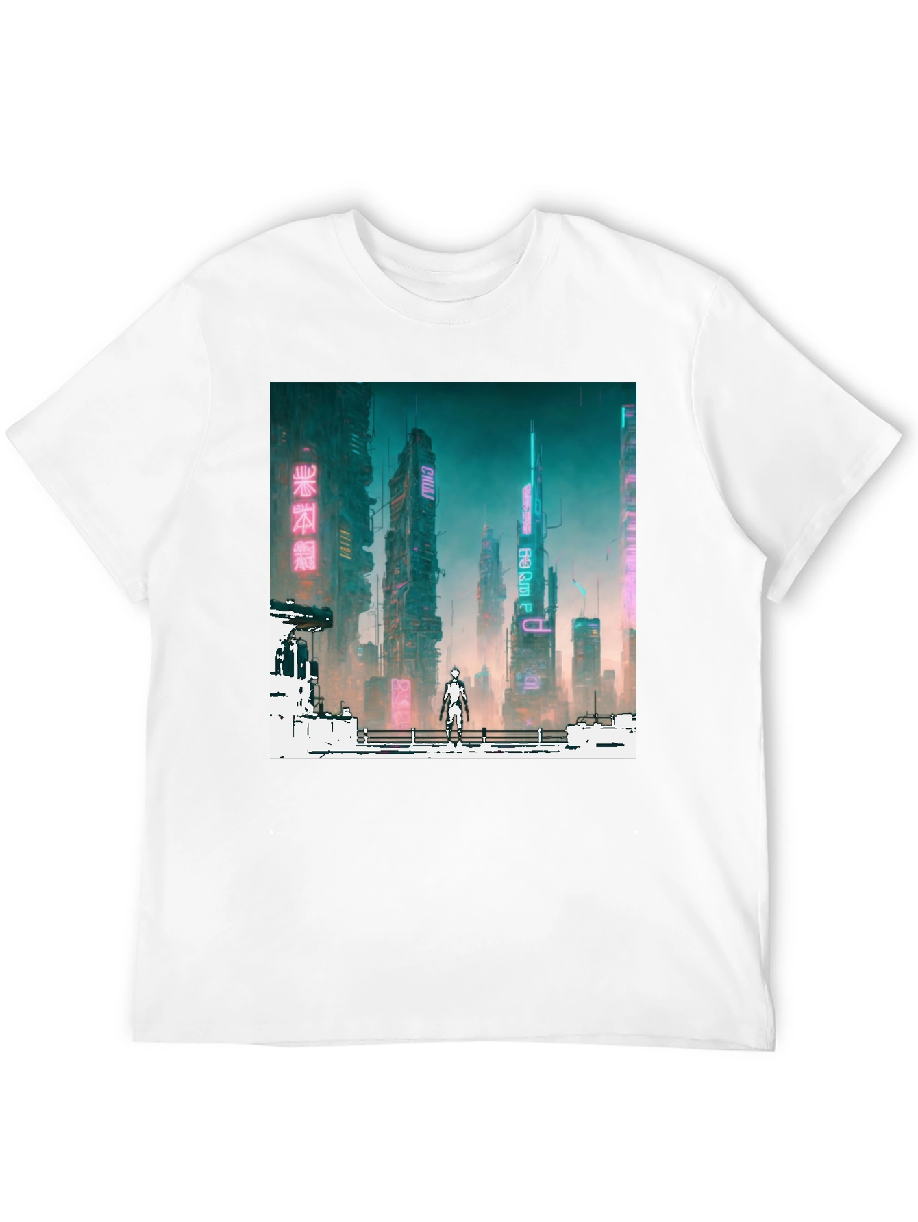 Cyberpunk Cityscape Graphic Tee - Futuristic Fashion
