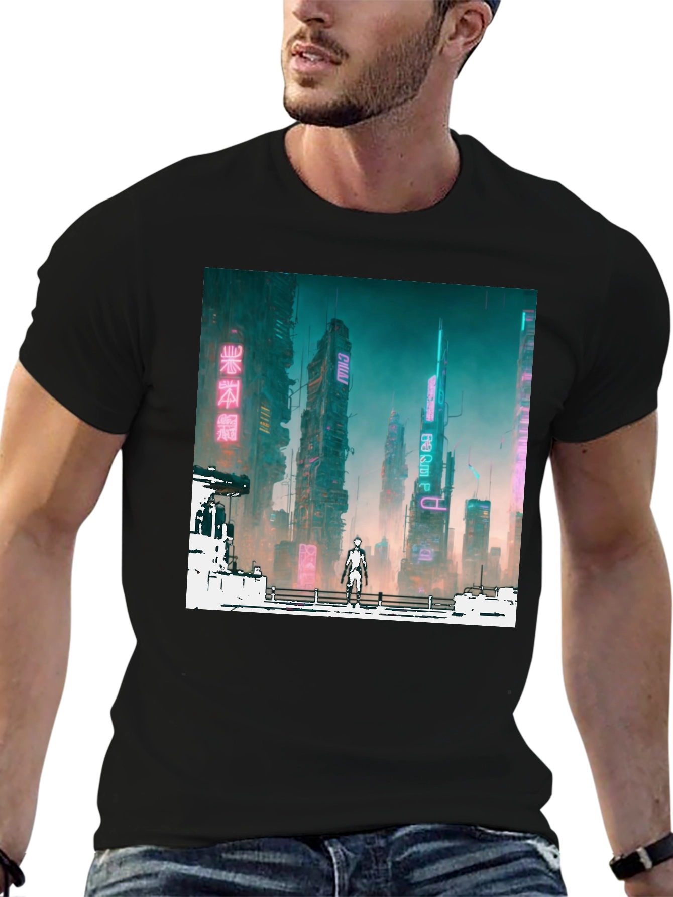 Cyberpunk Cityscape Graphic Tee - Futuristic Fashion