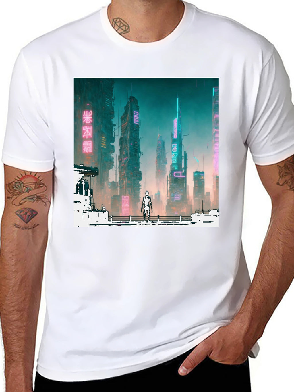 Cyberpunk Cityscape Graphic Tee - Futuristic Fashion