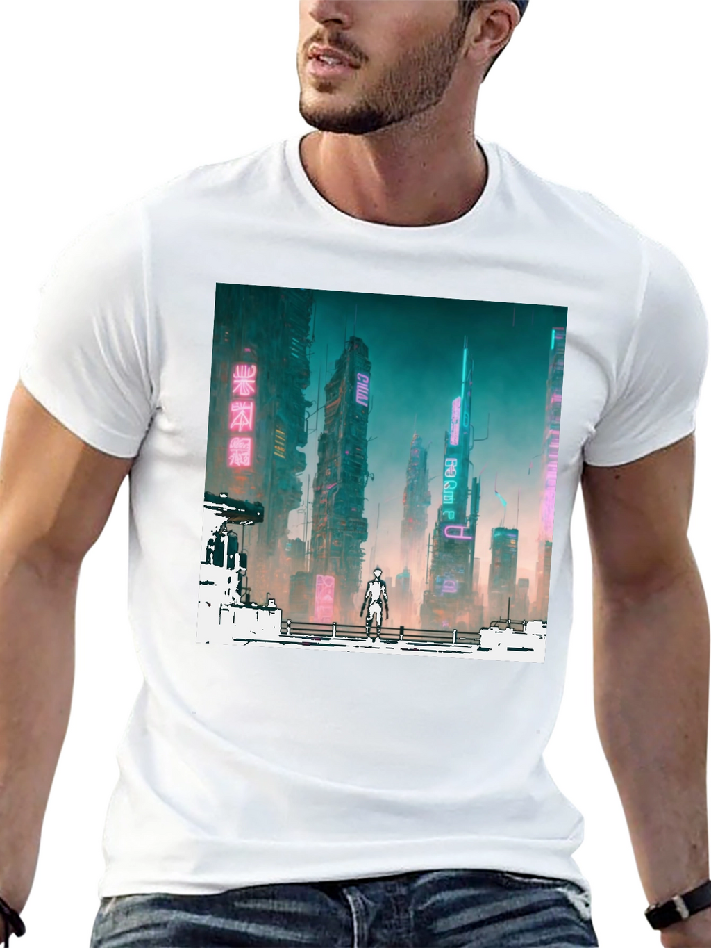 Cyberpunk Cityscape Graphic Tee - Futuristic Fashion
